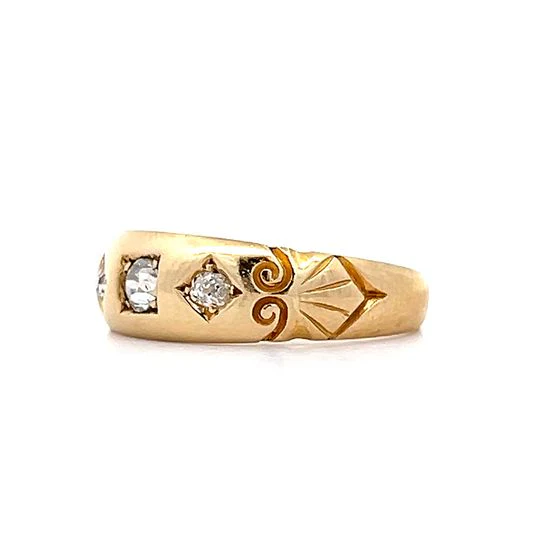 .21 Victorian Three Stone Diamond Band in 14k - Image 2
