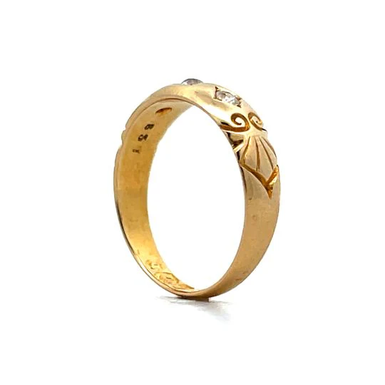 .21 Victorian Three Stone Diamond Band in 14k - Image 5