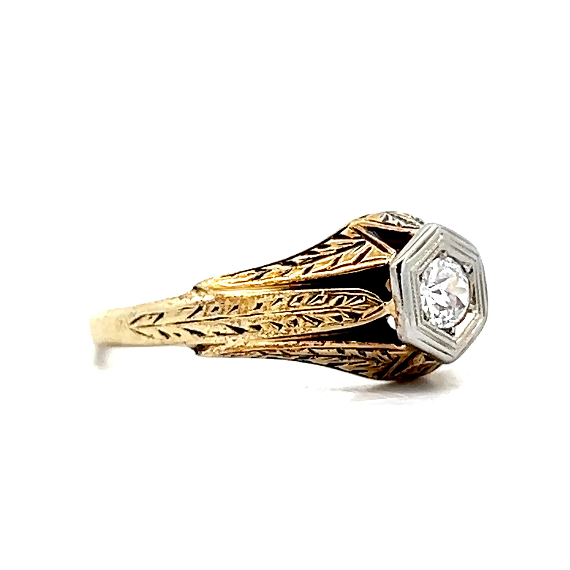.21 Vintage Art Deco Solitaire Engagement Ring 14k - Image 3