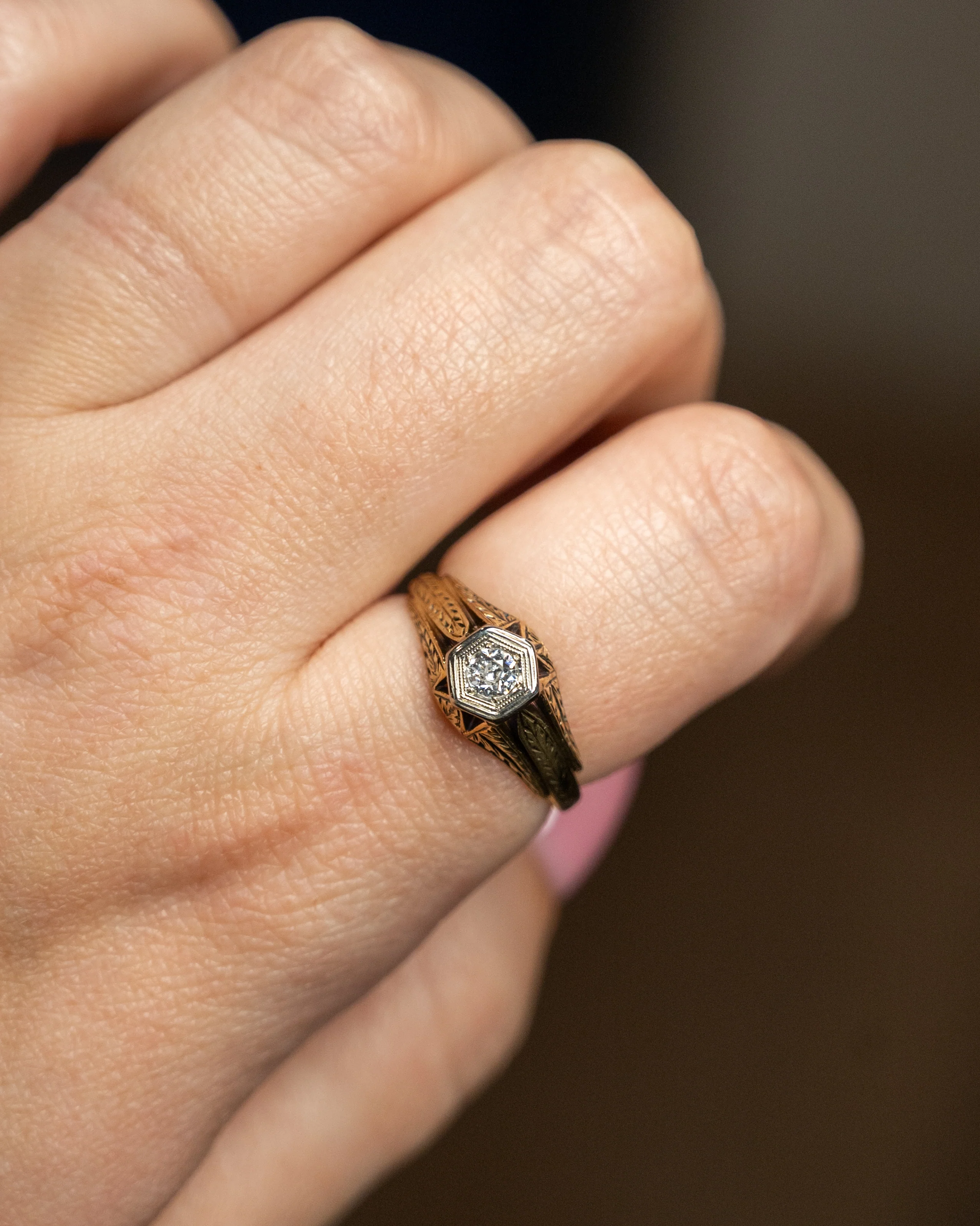 .21 Vintage Art Deco Solitaire Engagement Ring 14k - Image 7