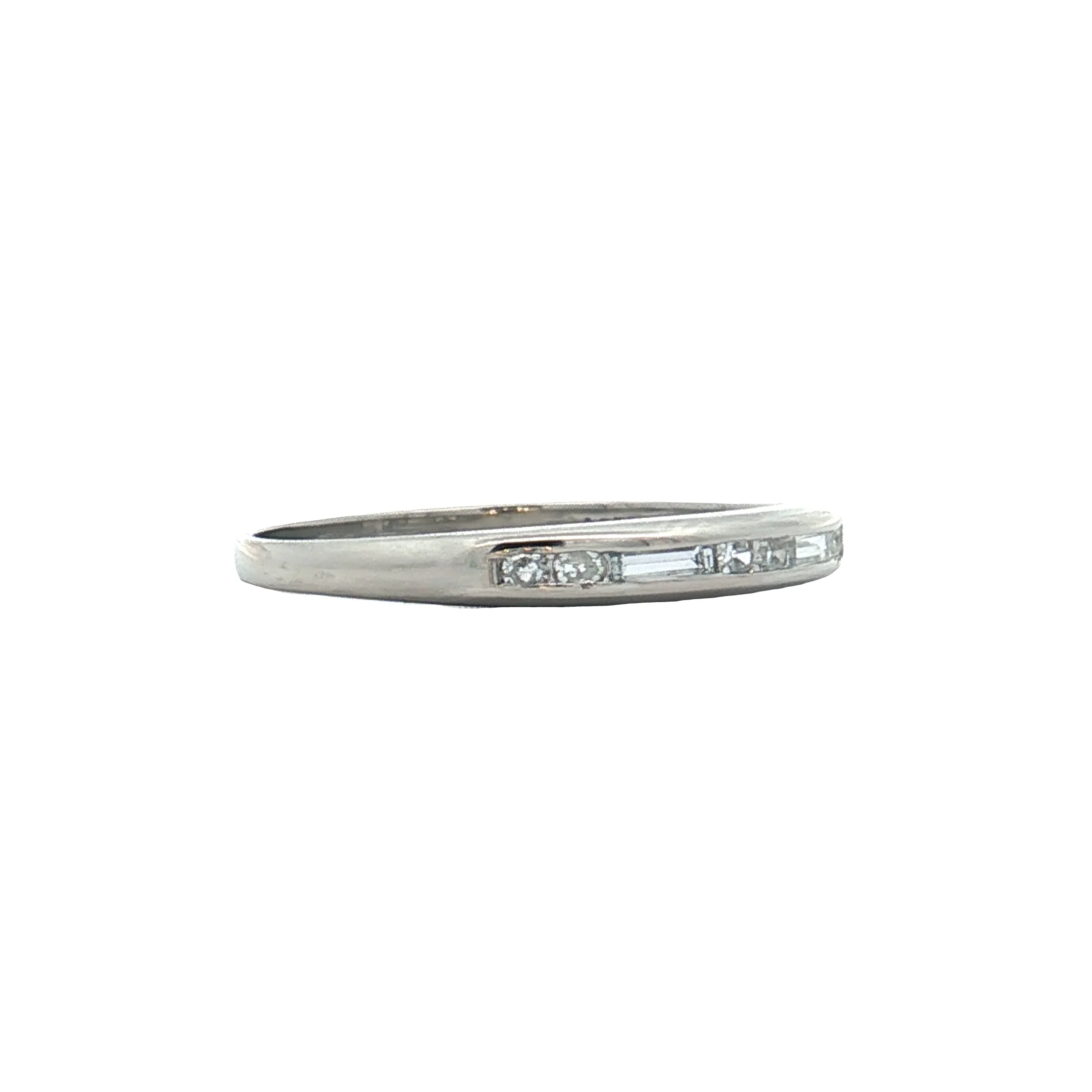 .21 Vintage Deco Diamond Wedding Band Platinum - Image 3