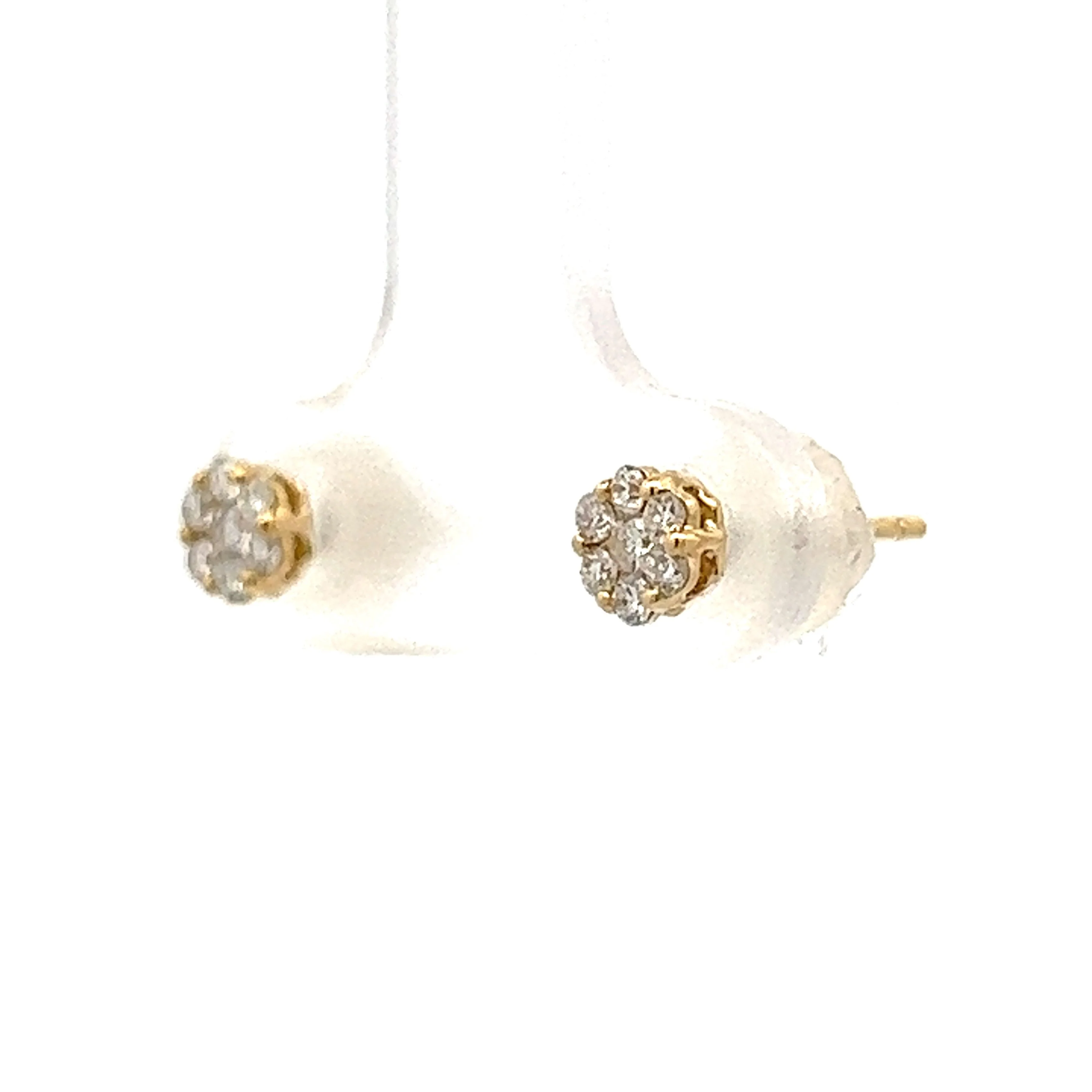 .22 Diamond Cluster Stud Earrings in 14k Yellow Gold - Image 2