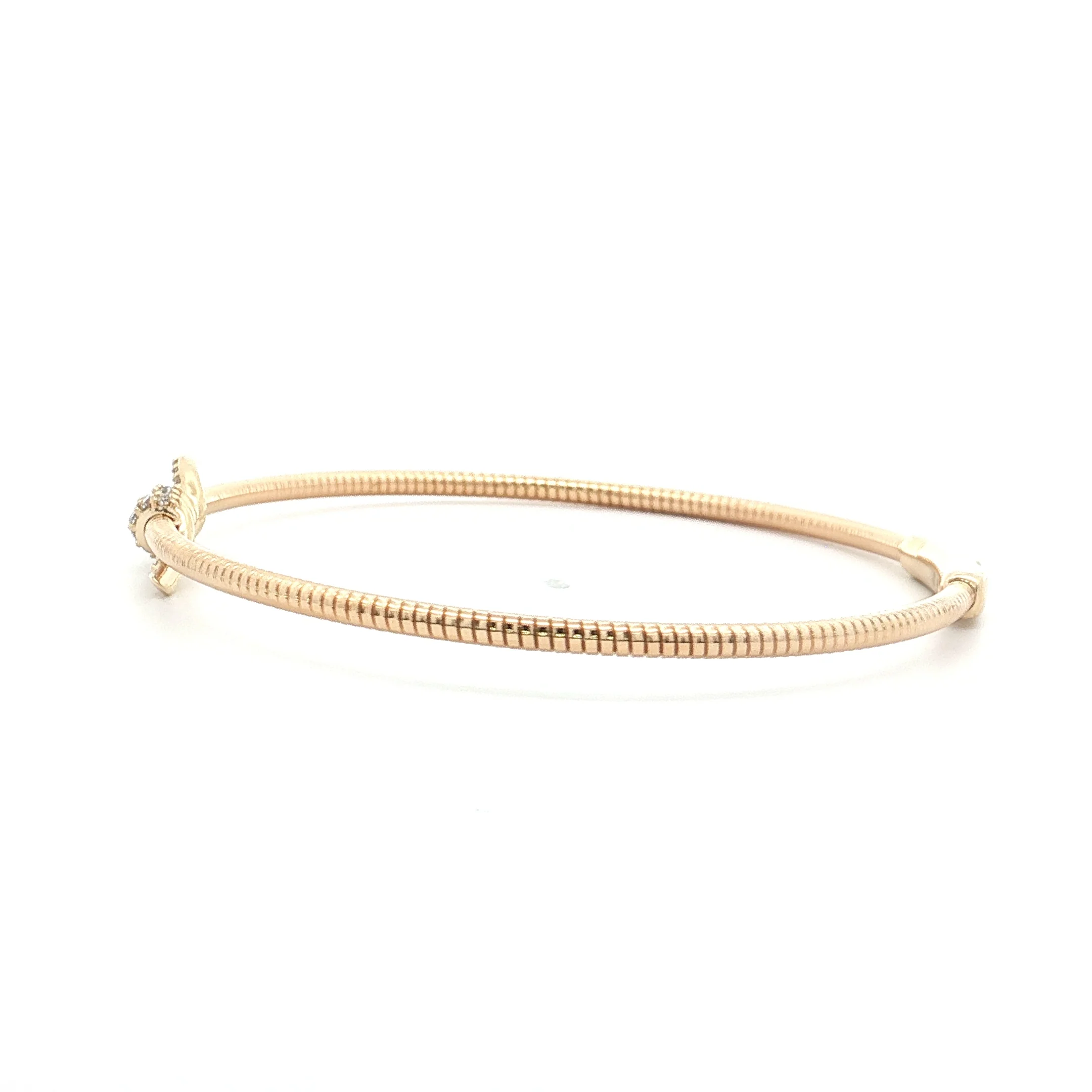 .22 Diamond Pave Bangle Bracelet 14k Rose Gold - Image 2