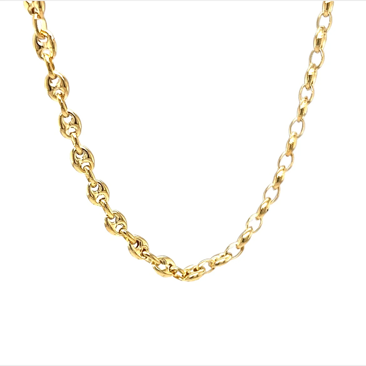 22 Inch Puffy Mariner Chain Necklace in 14k Yellow Gold - Image 3
