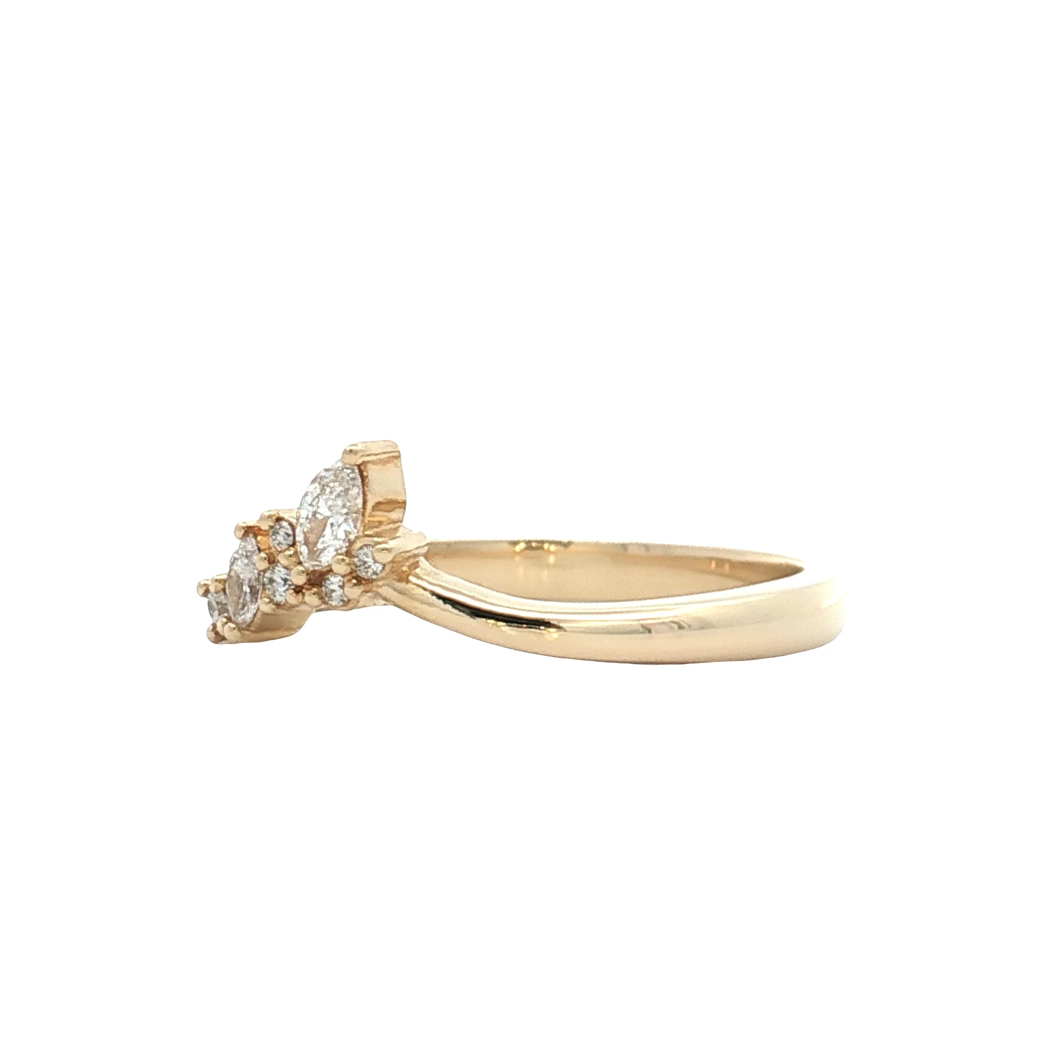 .22 Marquise & Round Diamond Wedding Band 14k - Image 2