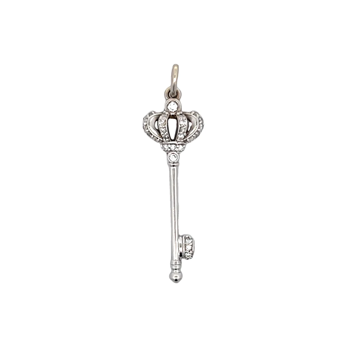 .22 Modern Crown Key Pendant Charm in 14k