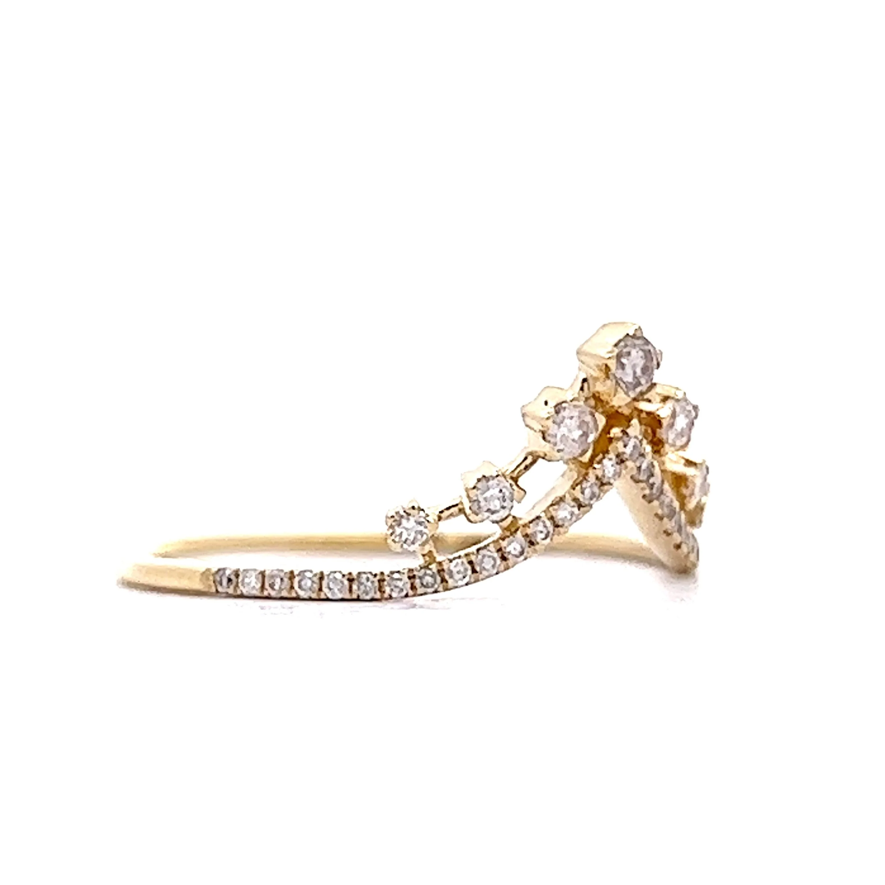 .22 Round Diamond Tiara Wedding Band in 14k Yellow Gold - Image 3