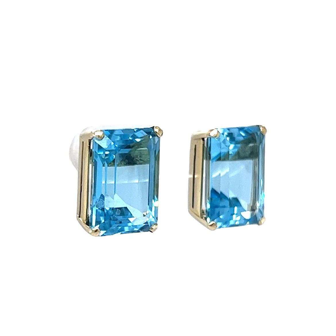 23.24 Blue Topaz Stud Earrings in 14k Yellow Gold - Image 3