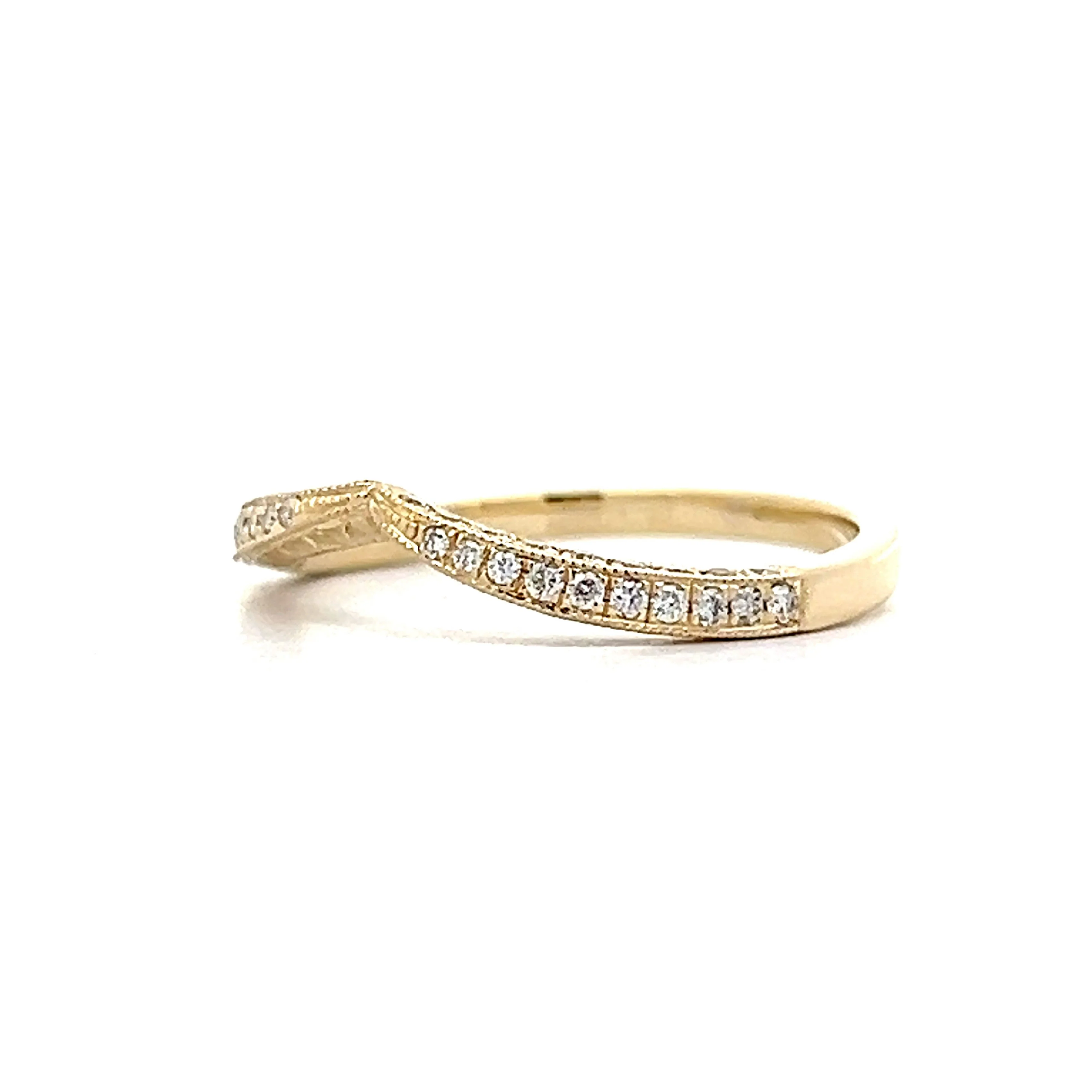 .23 Contour Engraved Diamond Wedding Band in 14k - Image 2