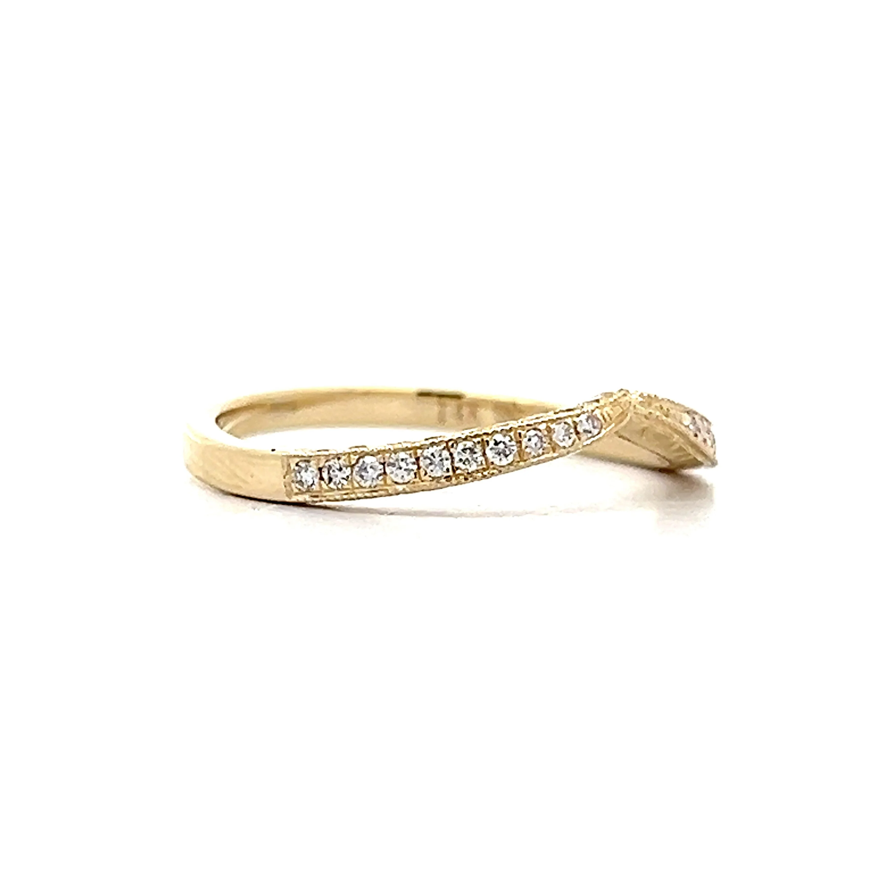 .23 Contour Engraved Diamond Wedding Band in 14k - Image 3