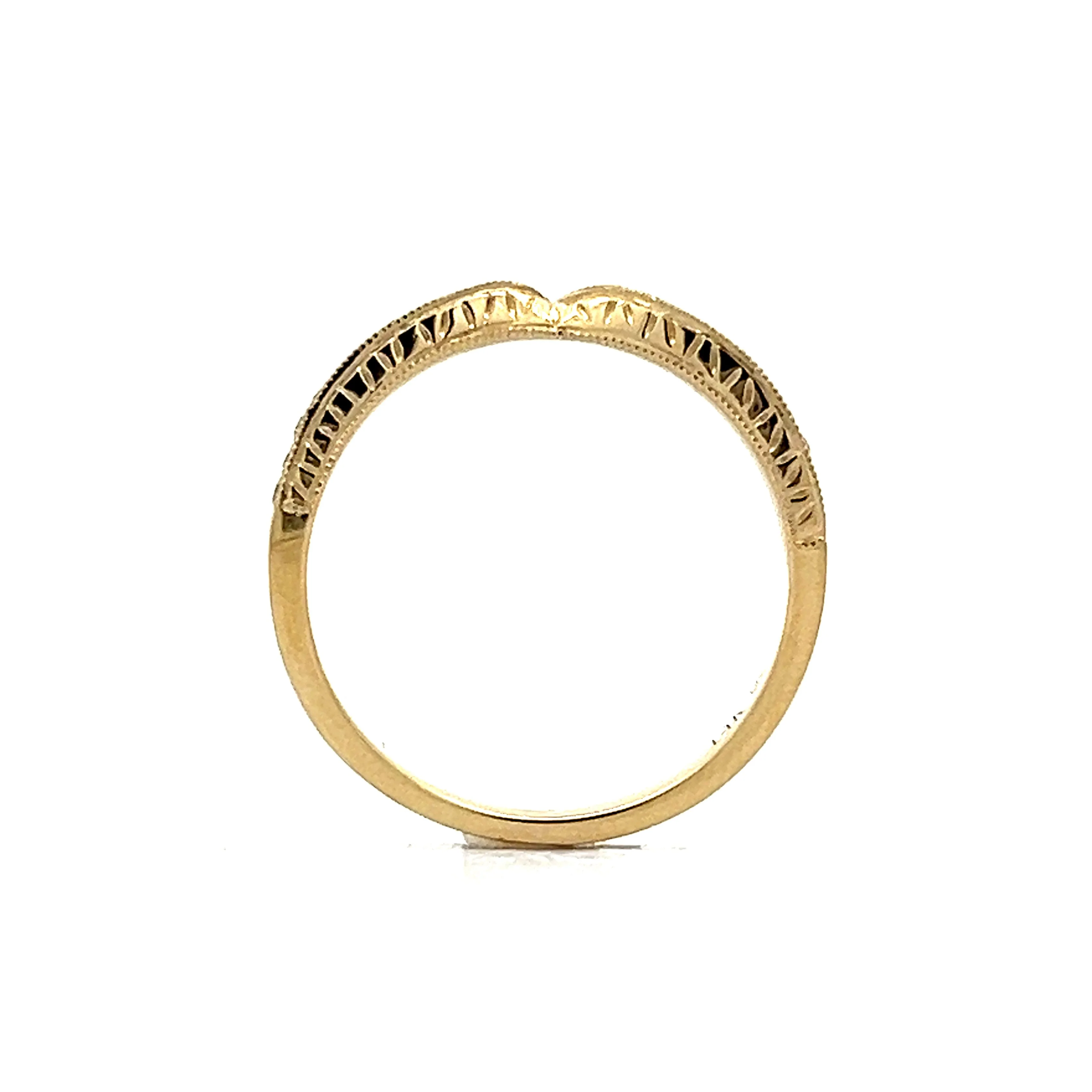 .23 Contour Engraved Diamond Wedding Band in 14k - Image 4