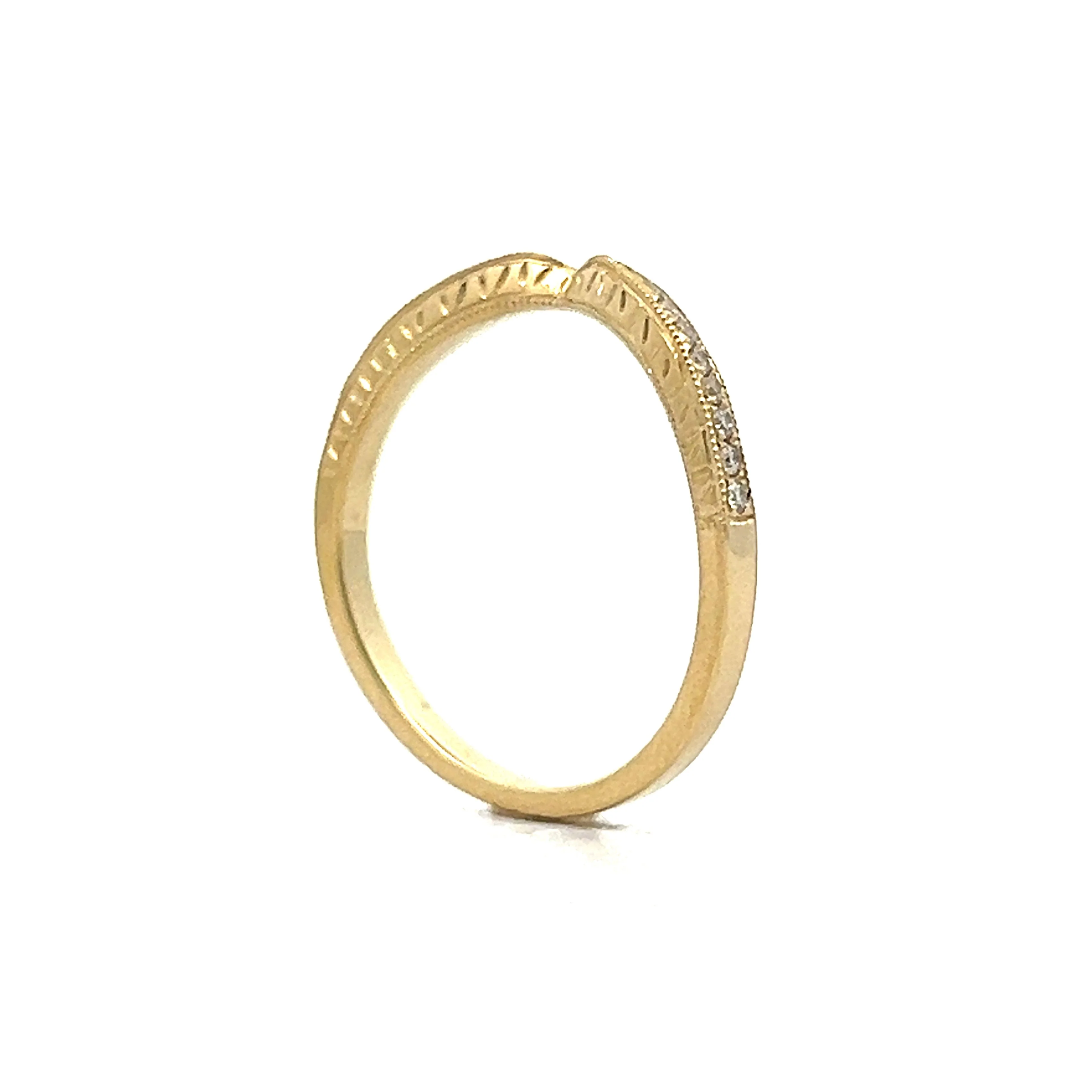 .23 Contour Engraved Diamond Wedding Band in 14k - Image 5