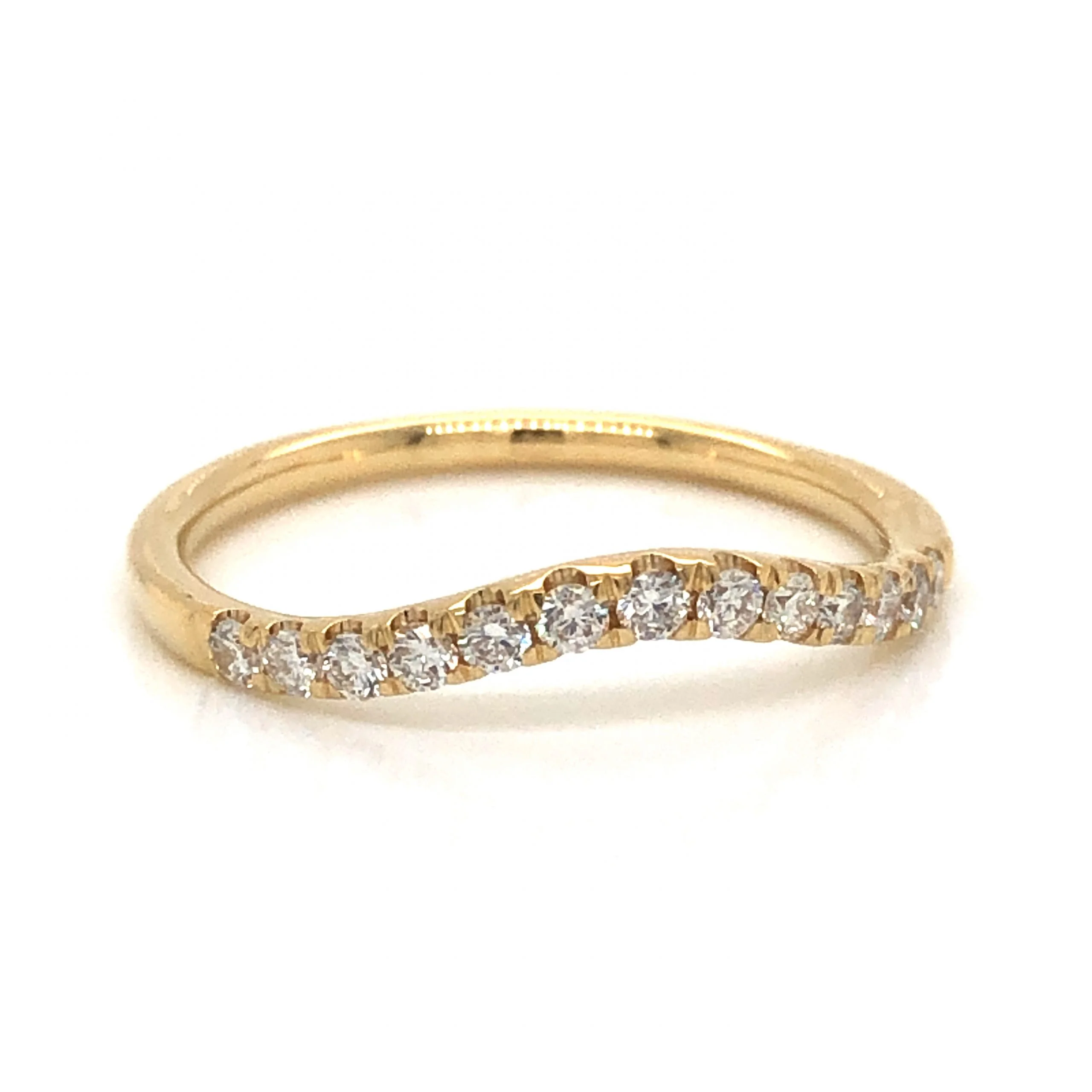 .23 Curved Diamond Wedding Band in 14K Yellow Gold - Image 3