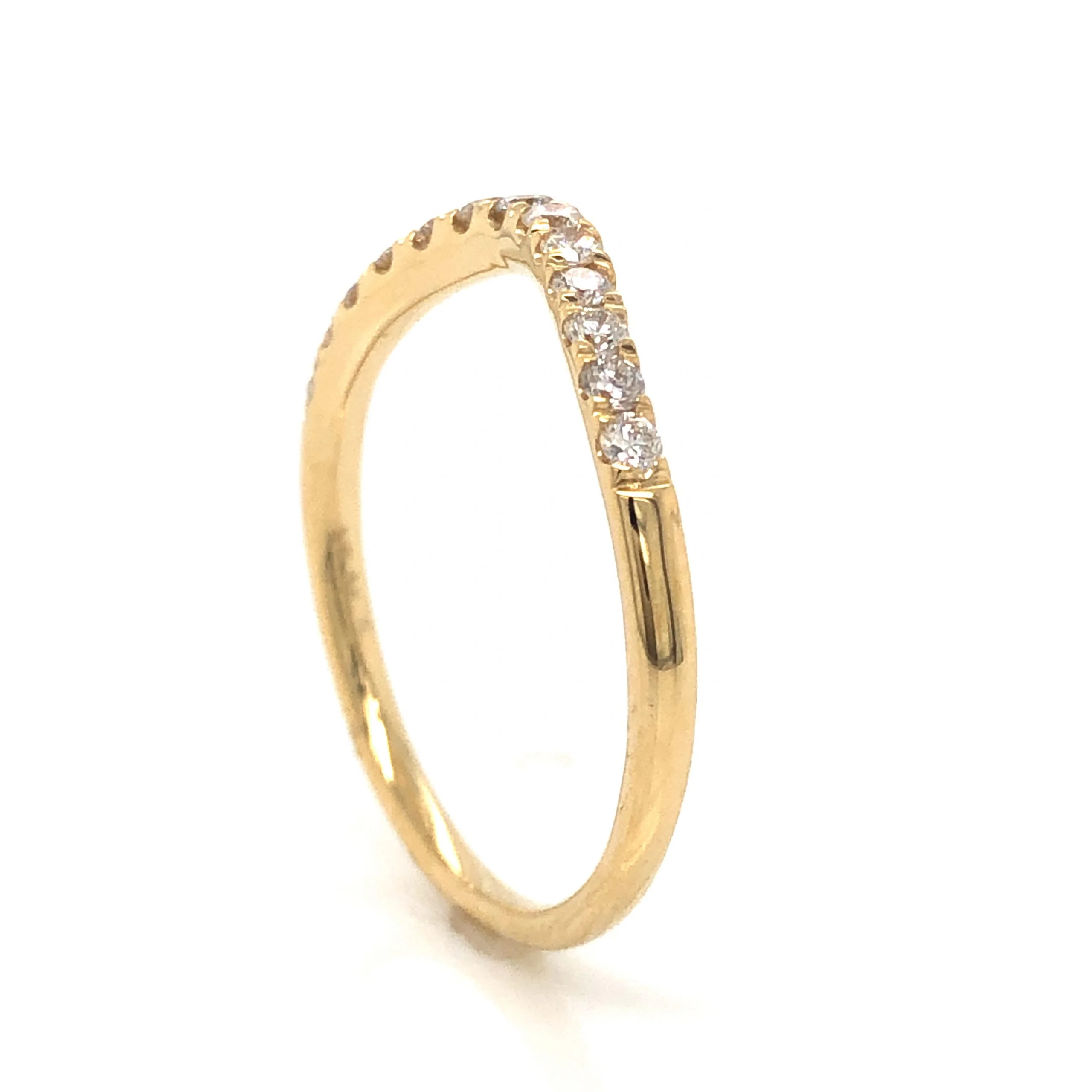 .23 Curved Diamond Wedding Band in 14K Yellow Gold - Image 4