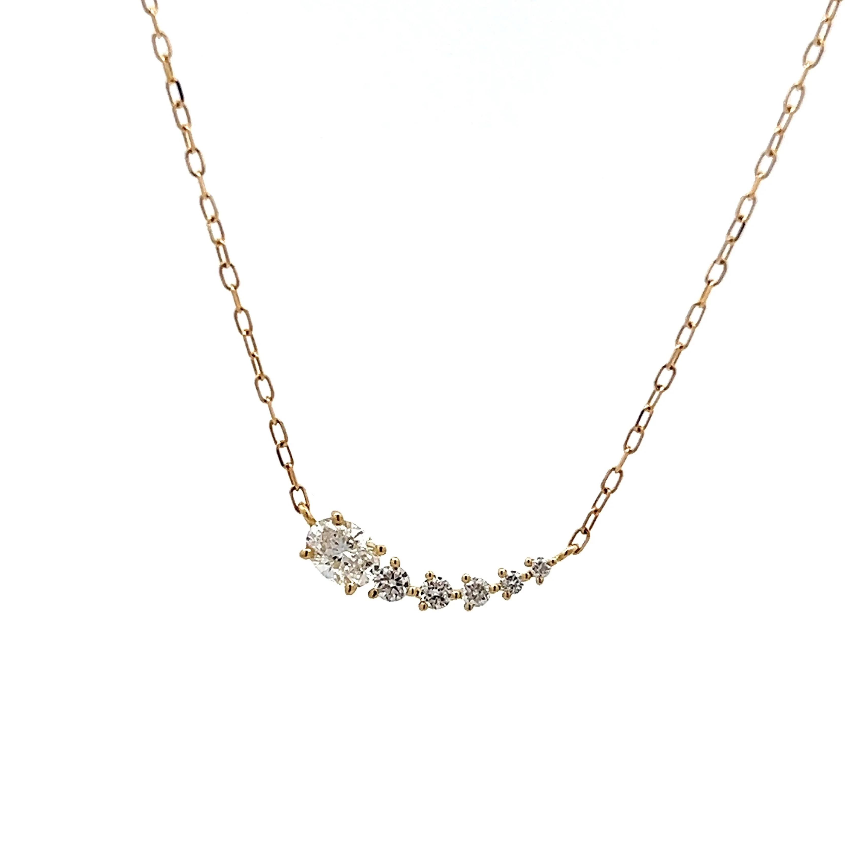 .23 Diamond Curved Bar Pendant Necklace in 18k