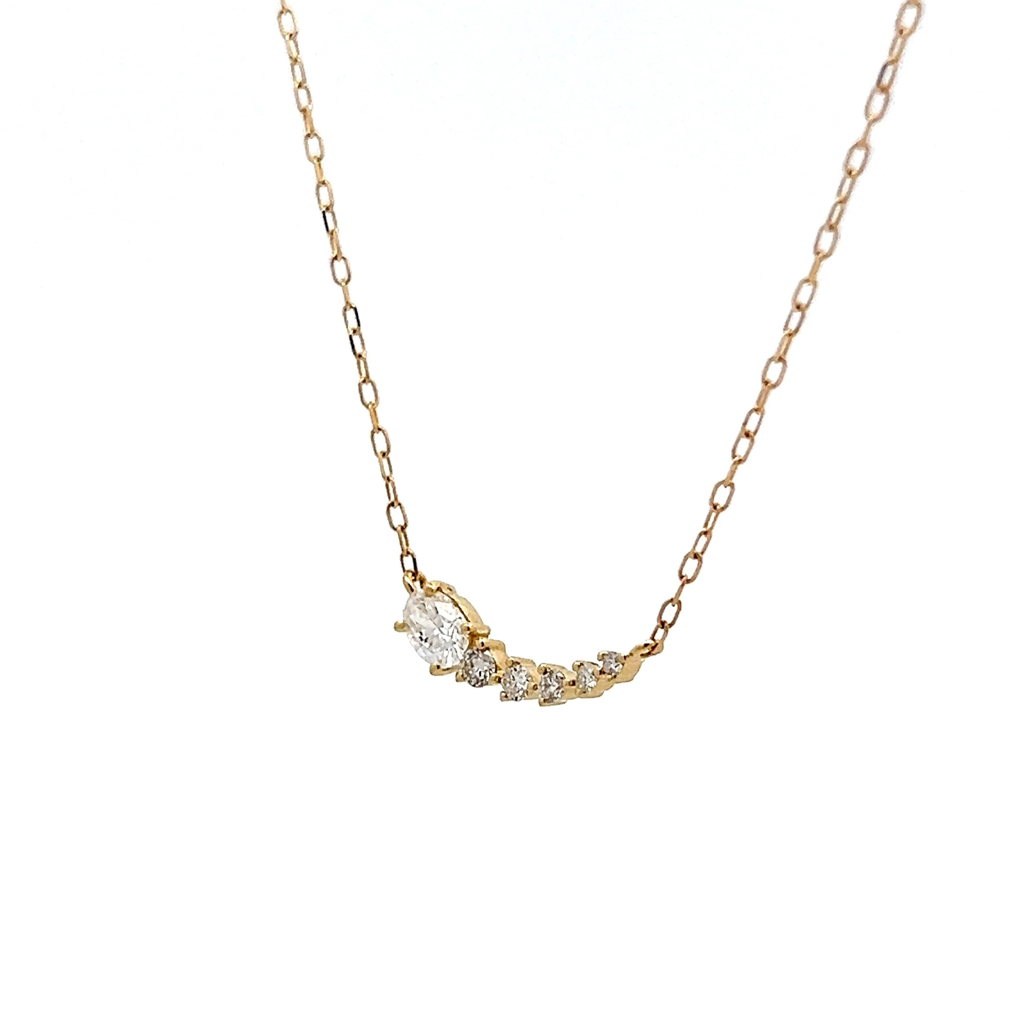 .23 Diamond Curved Bar Pendant Necklace in 18k - Image 2