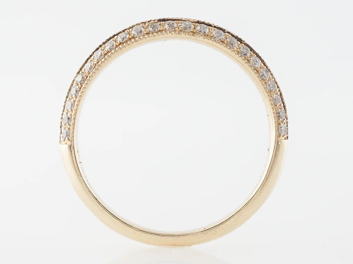 Knife Edge Wedding Band w/ Diamonds in Yellow Gold - Image 4