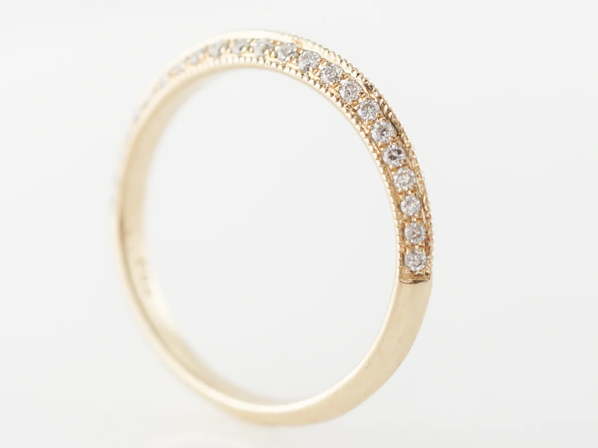 Knife Edge Wedding Band w/ Diamonds in Yellow Gold - Image 5