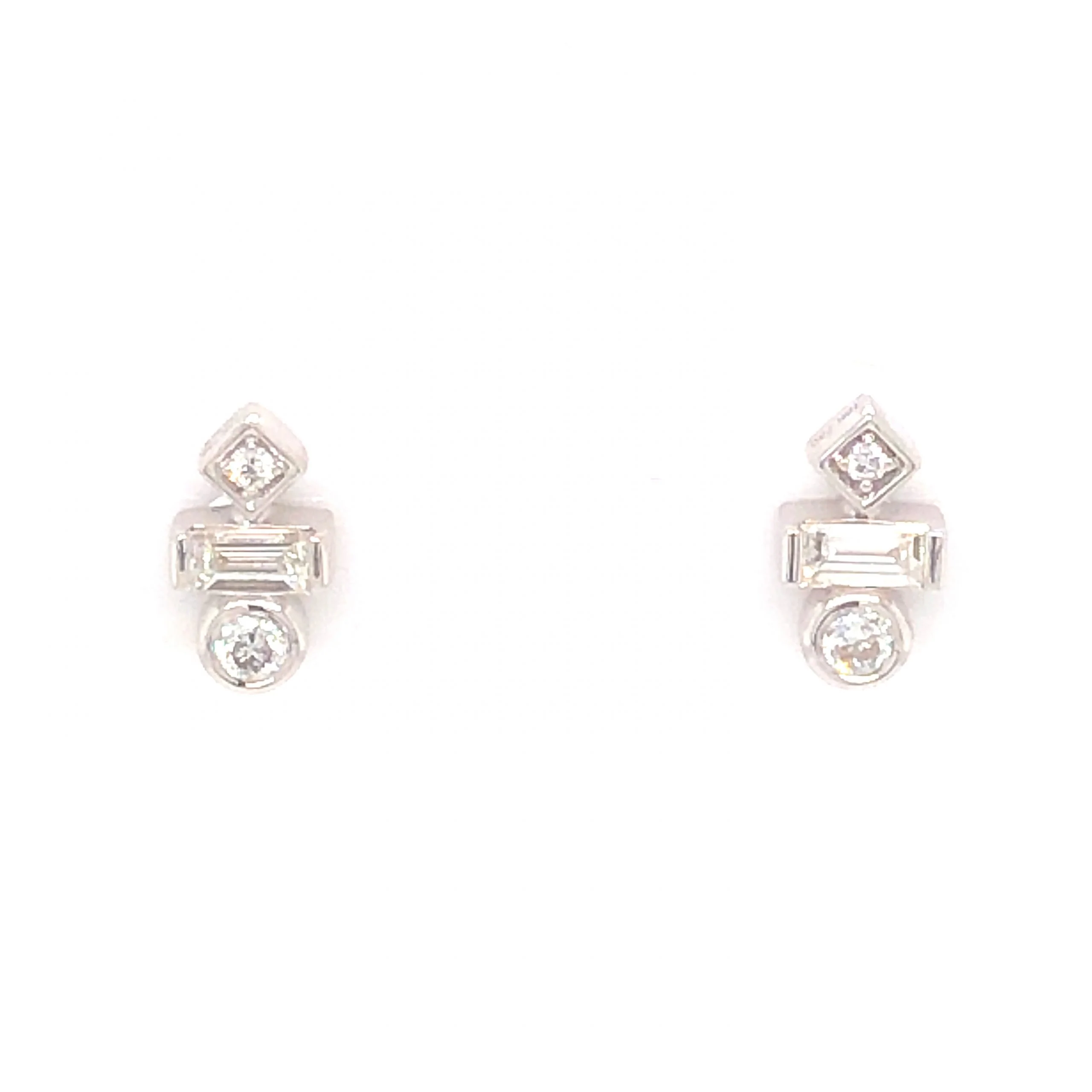 .23 Geometric Diamond Stud Earrings in 18k White Gold