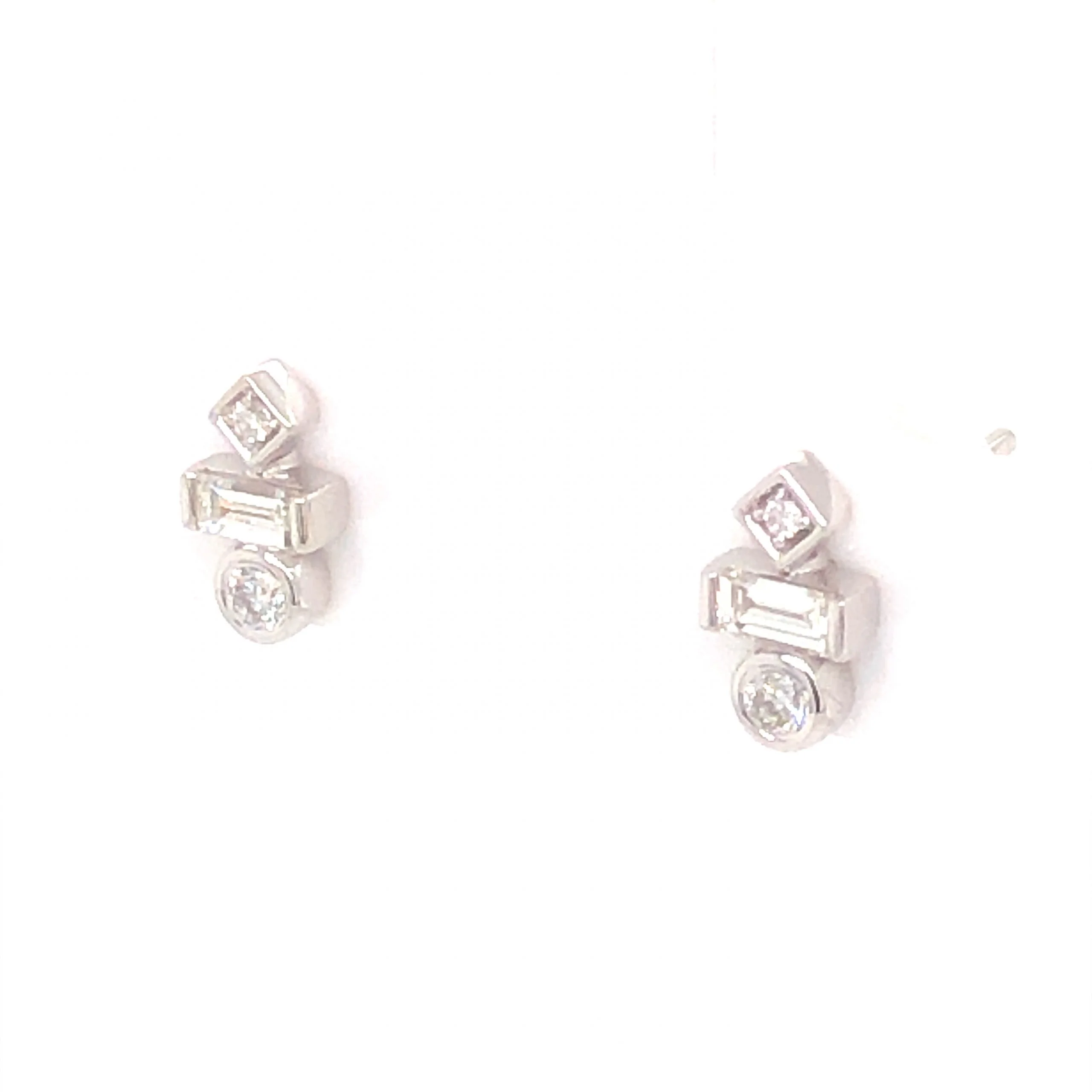 .23 Geometric Diamond Stud Earrings in 18k White Gold - Image 2