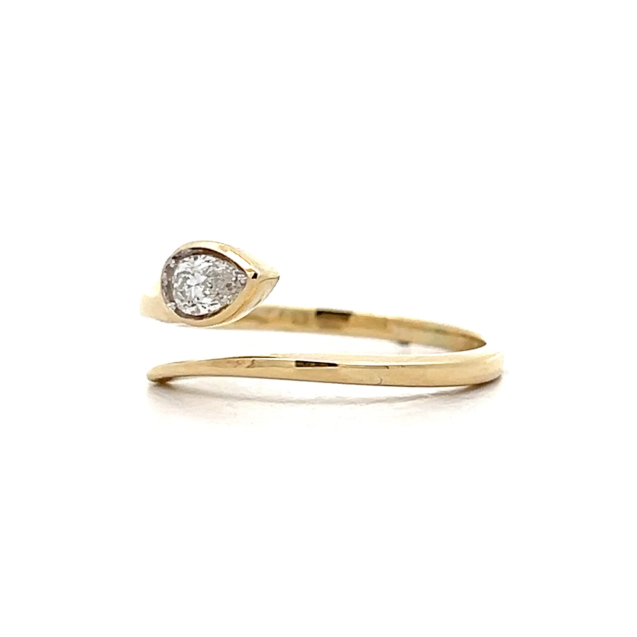.23 Pear Diamond Snake Ring in 14k Yellow Gold - Image 2