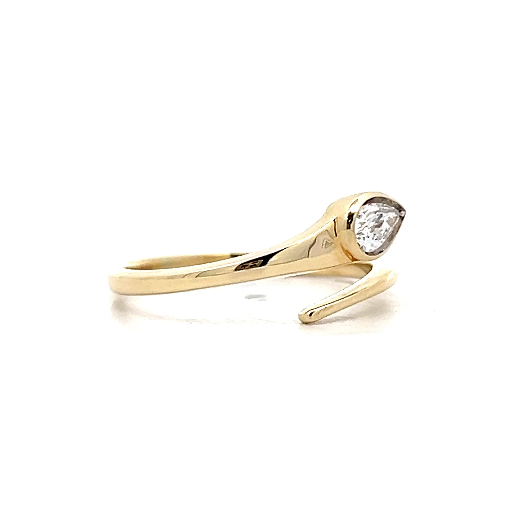 .23 Pear Diamond Snake Ring in 14k Yellow Gold - Image 3