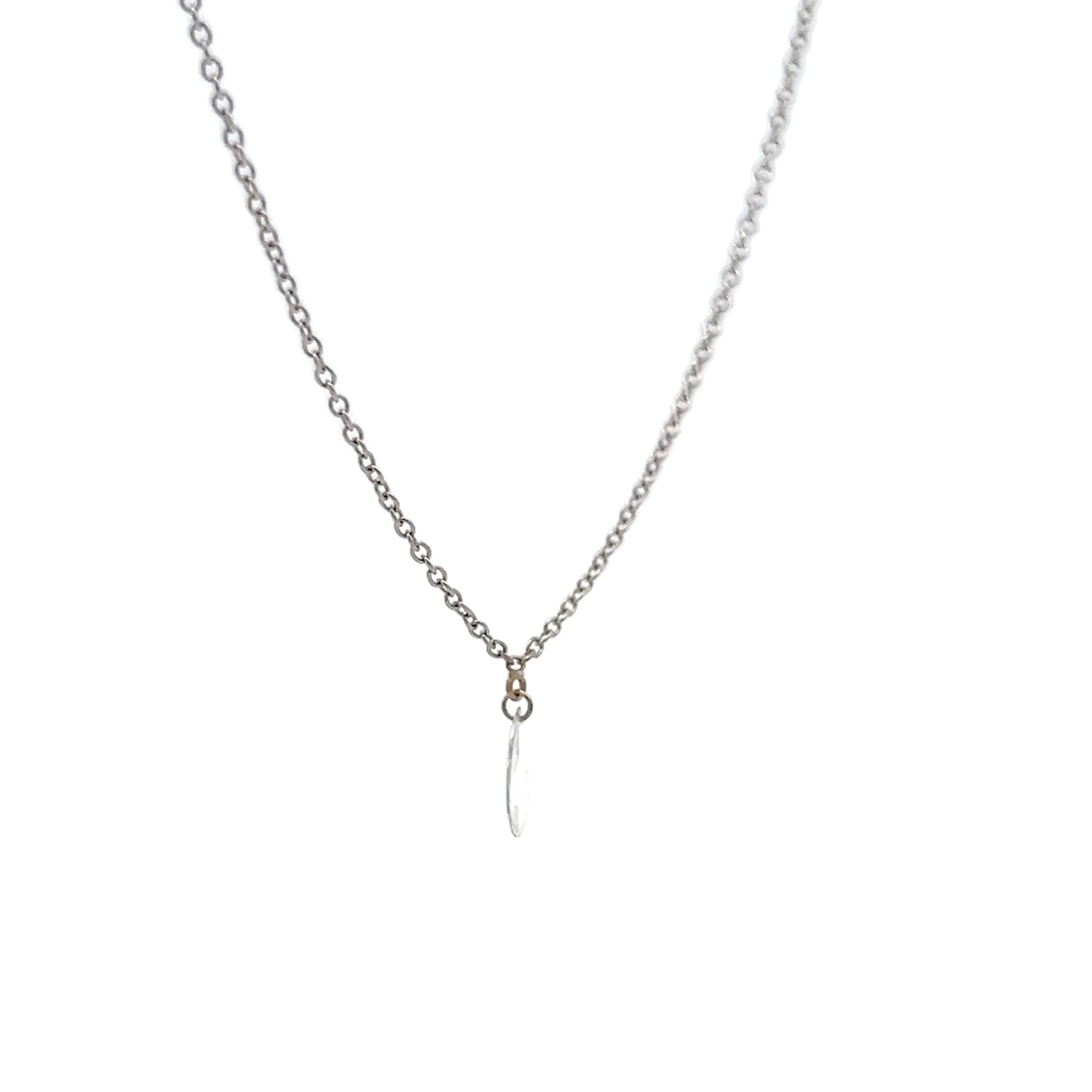 .23 Pear Rose Cut Diamond Pendant in 14k White Gold - Image 4
