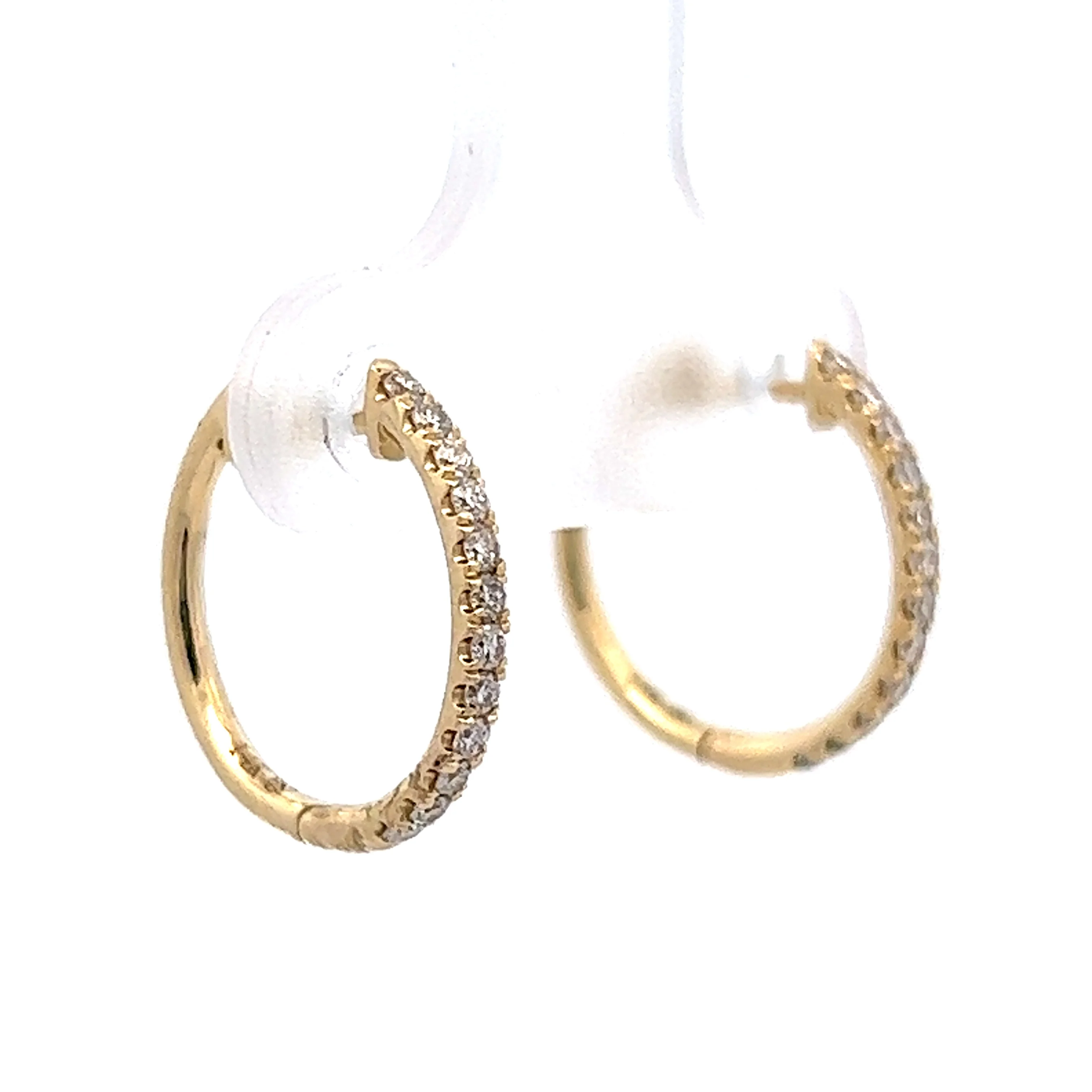 .24 Round Diamond Hoop Earrings in 14K Yellow Gold - Image 3