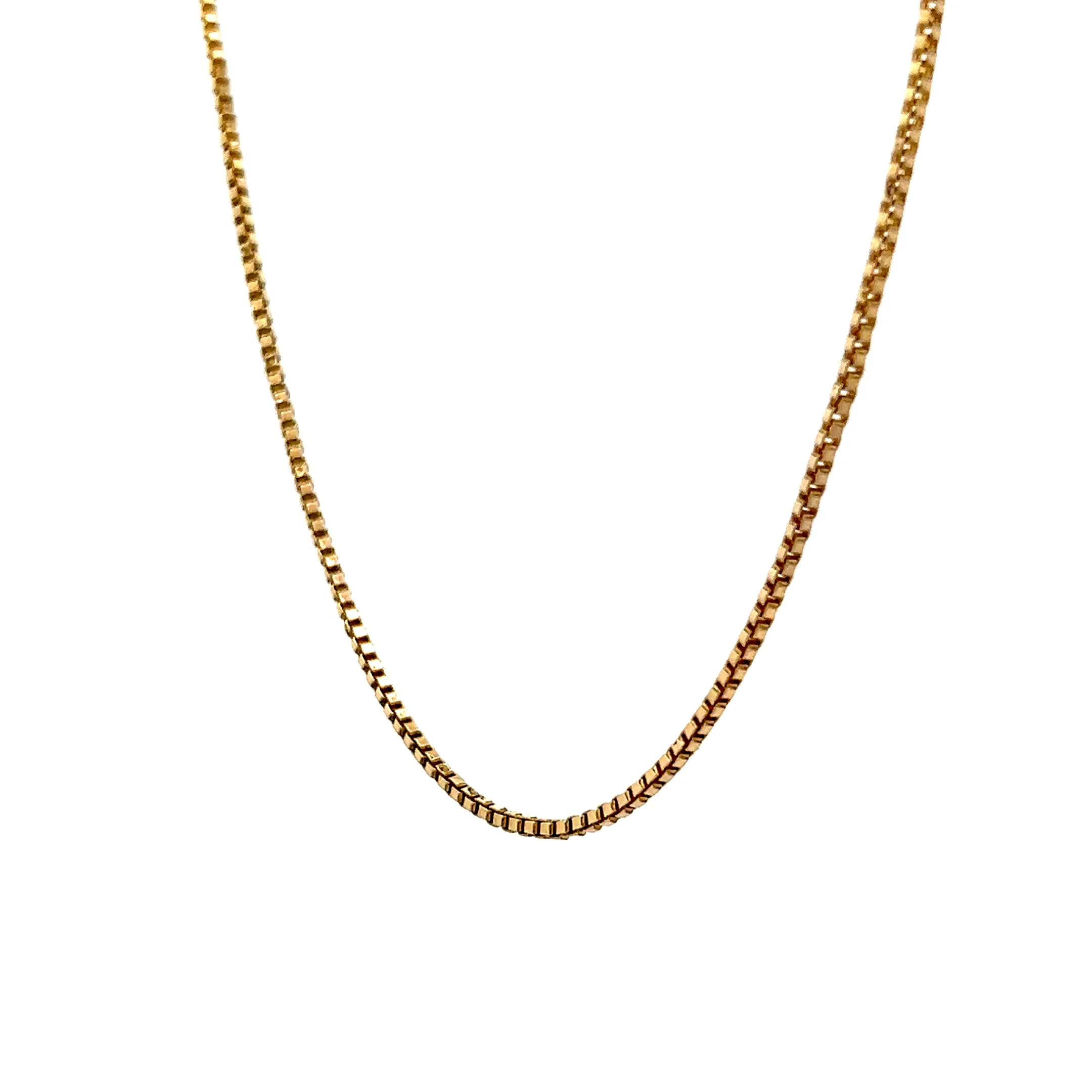 23" Square Link Box Chain Necklace 14k Yellow Gold - Image 2