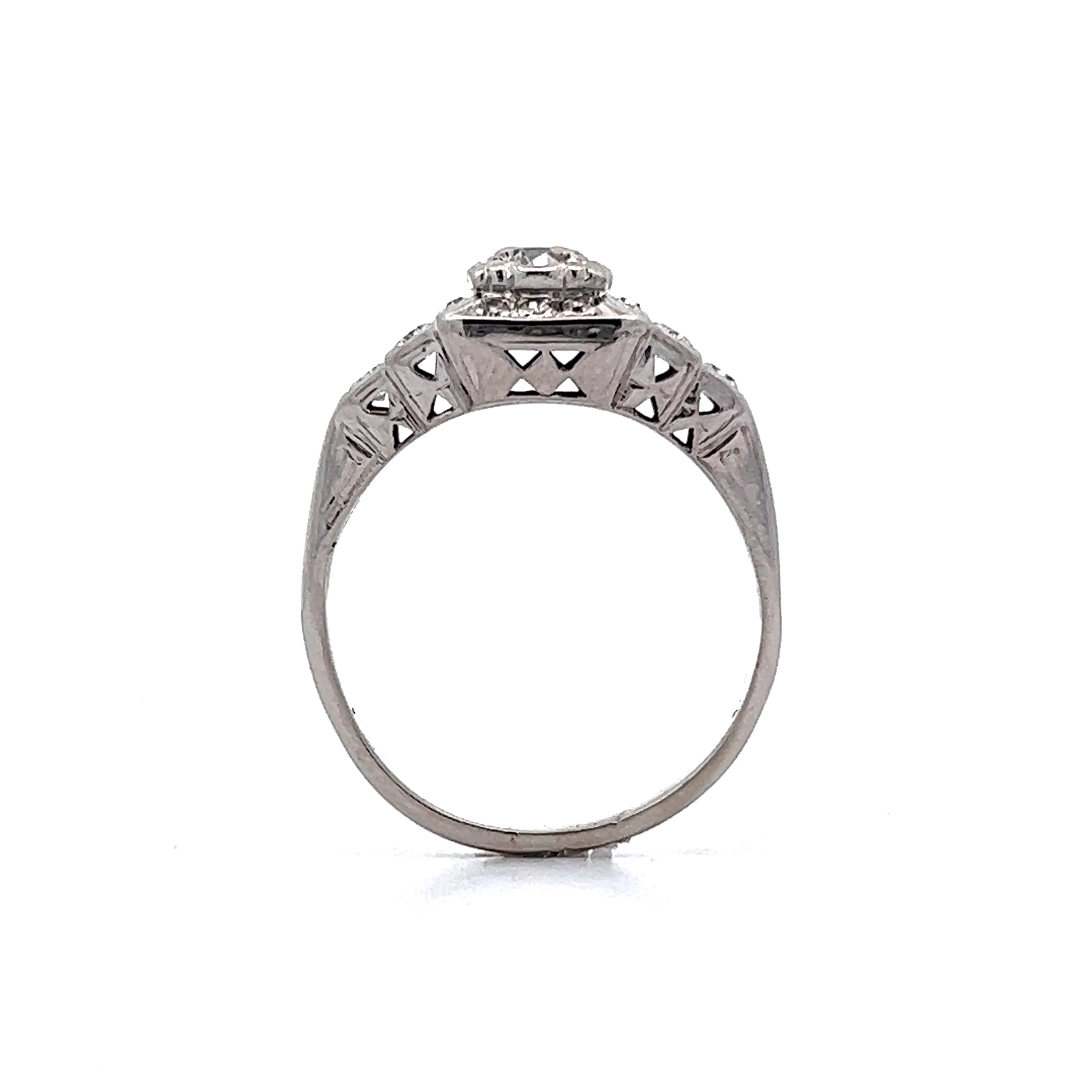Vintage Art Deco Step Engagement Ring in 14k White Gold - Image 4