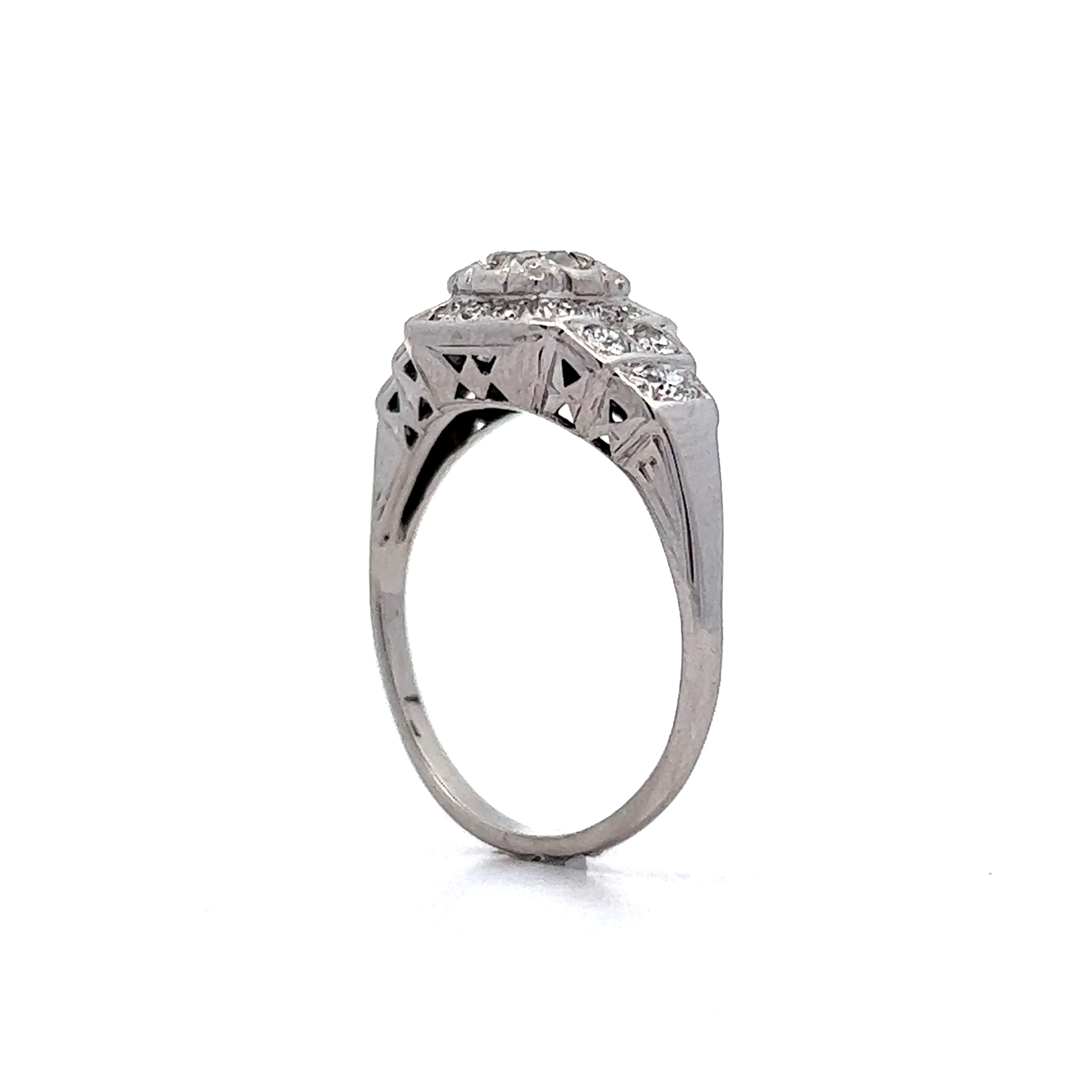 Vintage Art Deco Step Engagement Ring in 14k White Gold - Image 5