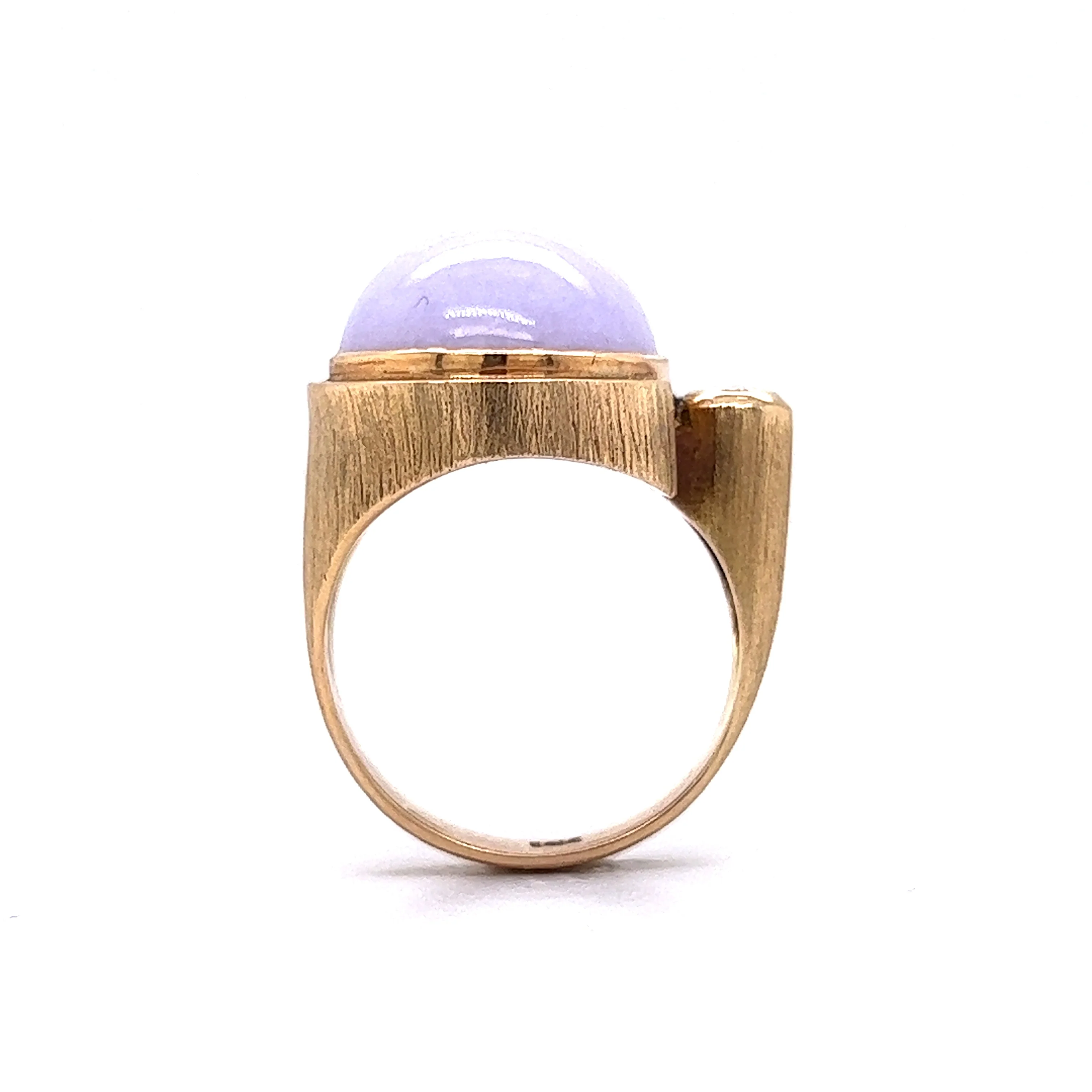 24.49 Cabochon Lavender Jadeite & Diamond Cocktail Ring in 14k Yellow Gold - Image 4