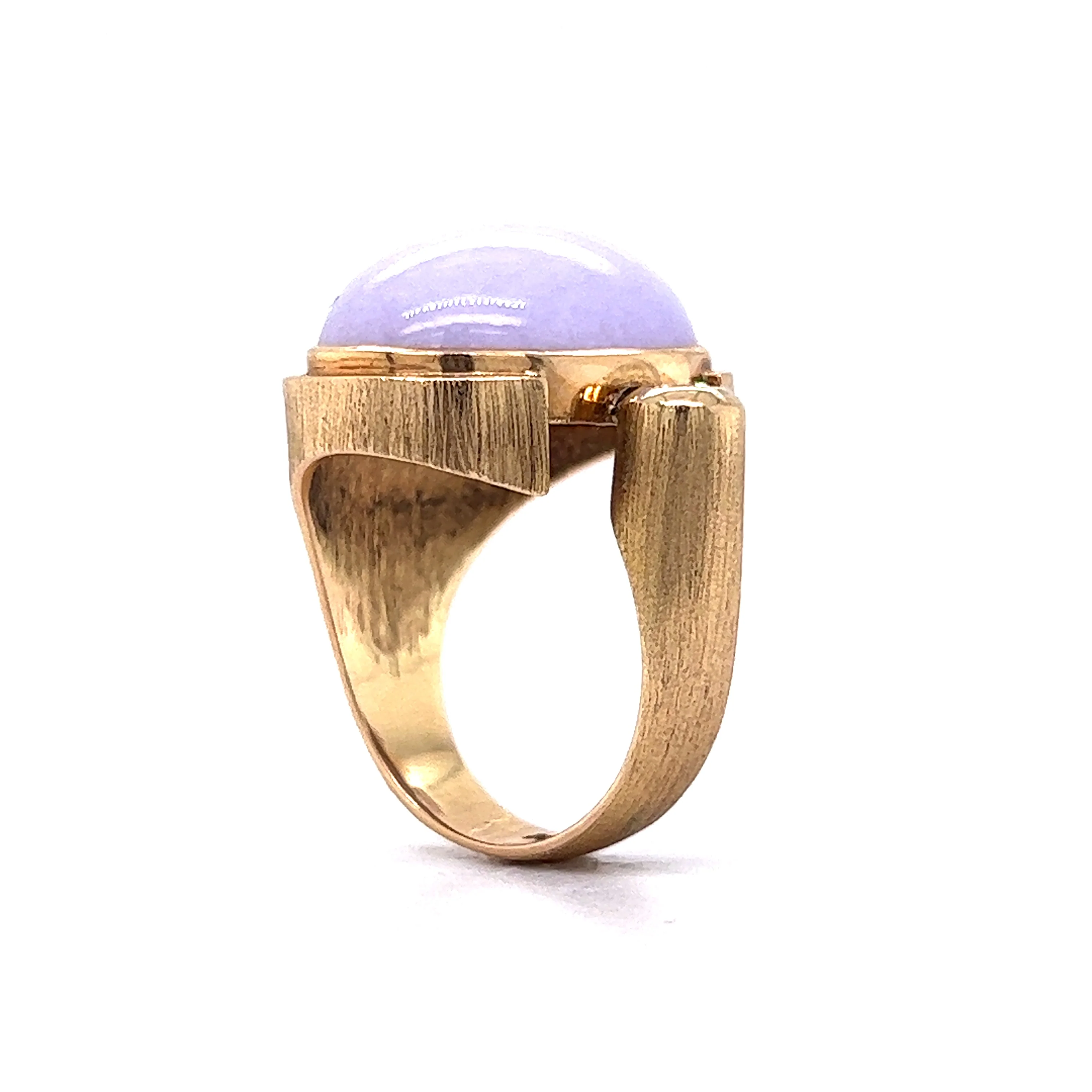 24.49 Cabochon Lavender Jadeite & Diamond Cocktail Ring in 14k Yellow Gold - Image 5