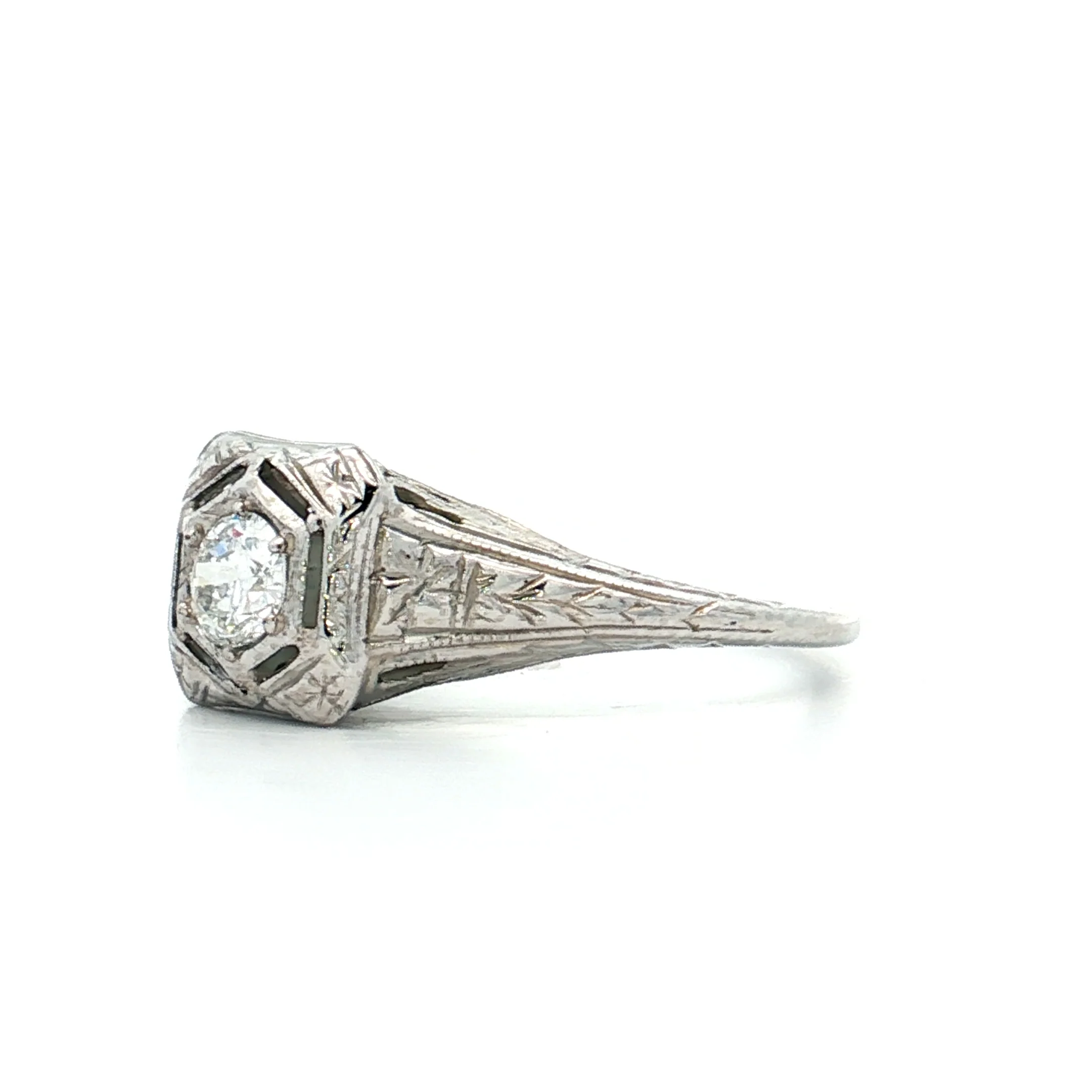 .24 Antique Deco Filigree Engagement Ring 18k - Image 2