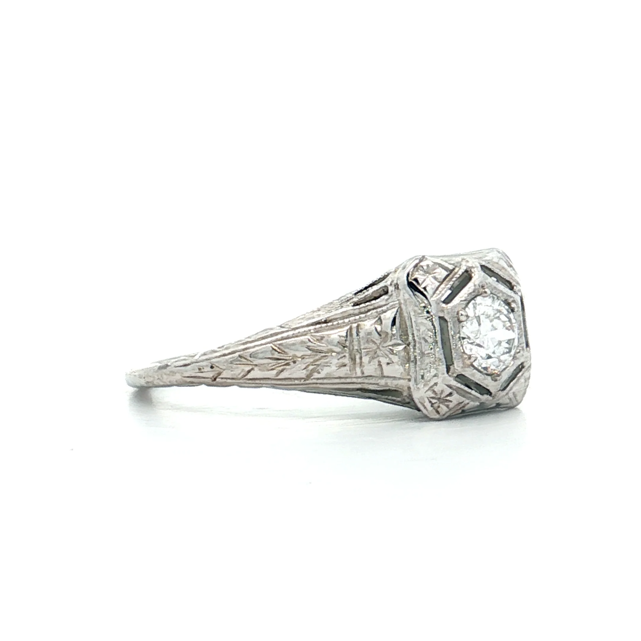 .24 Antique Deco Filigree Engagement Ring 18k - Image 3