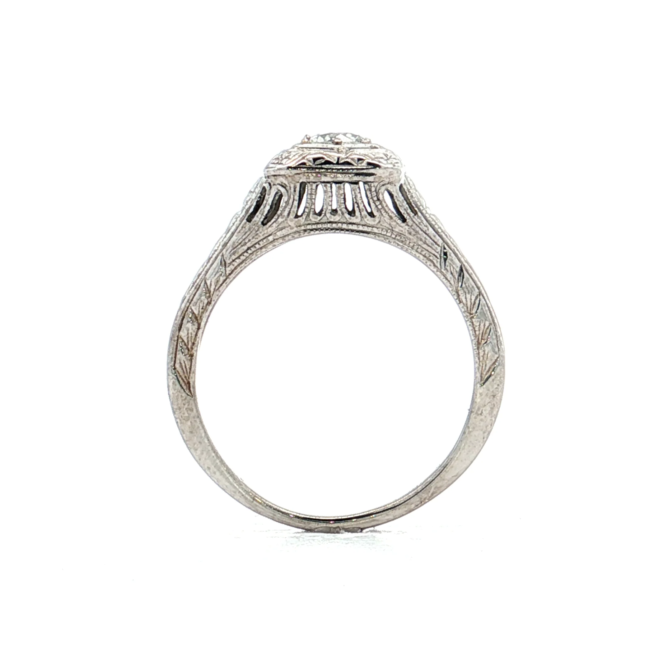 .24 Antique Deco Filigree Engagement Ring 18k - Image 4
