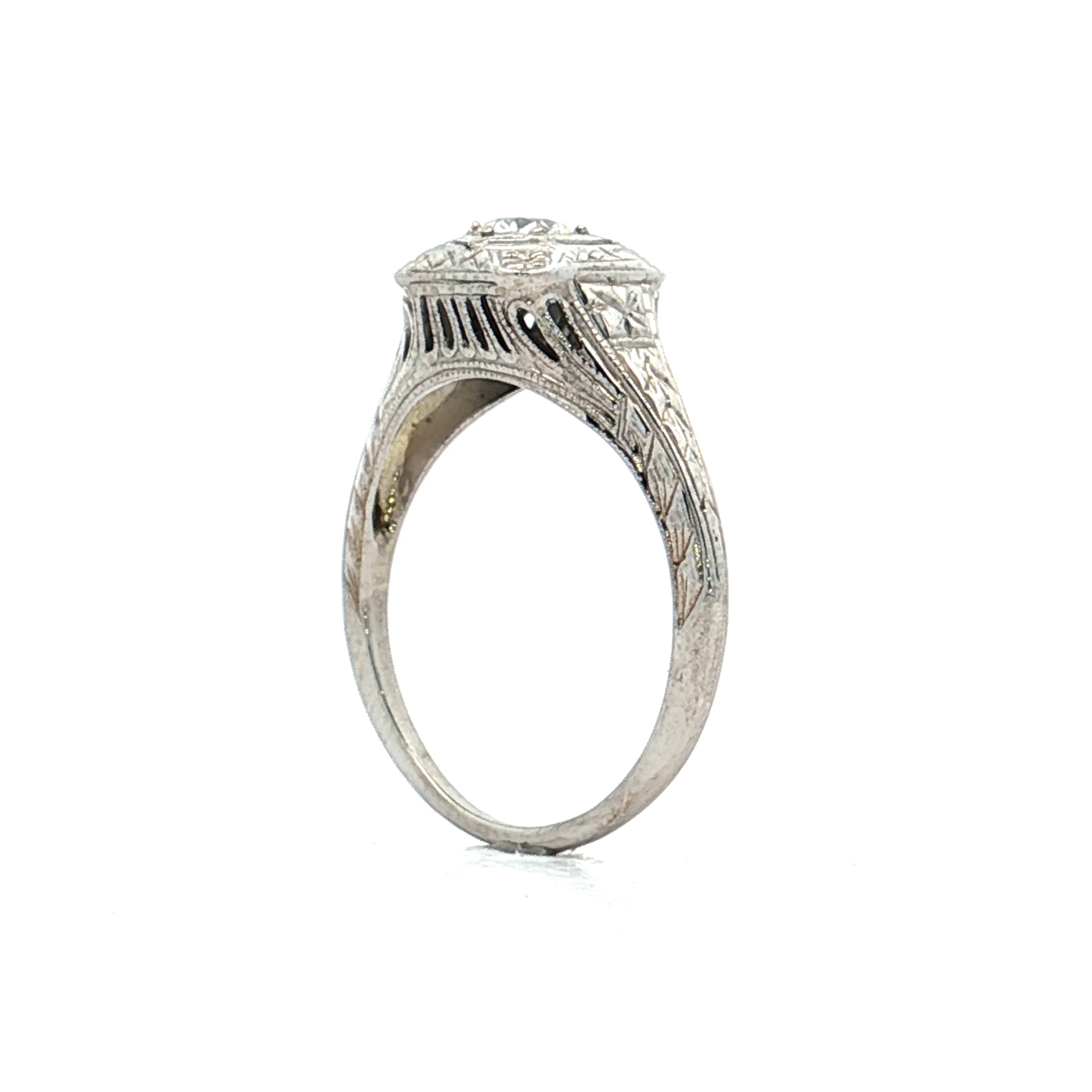 .24 Antique Deco Filigree Engagement Ring 18k - Image 5