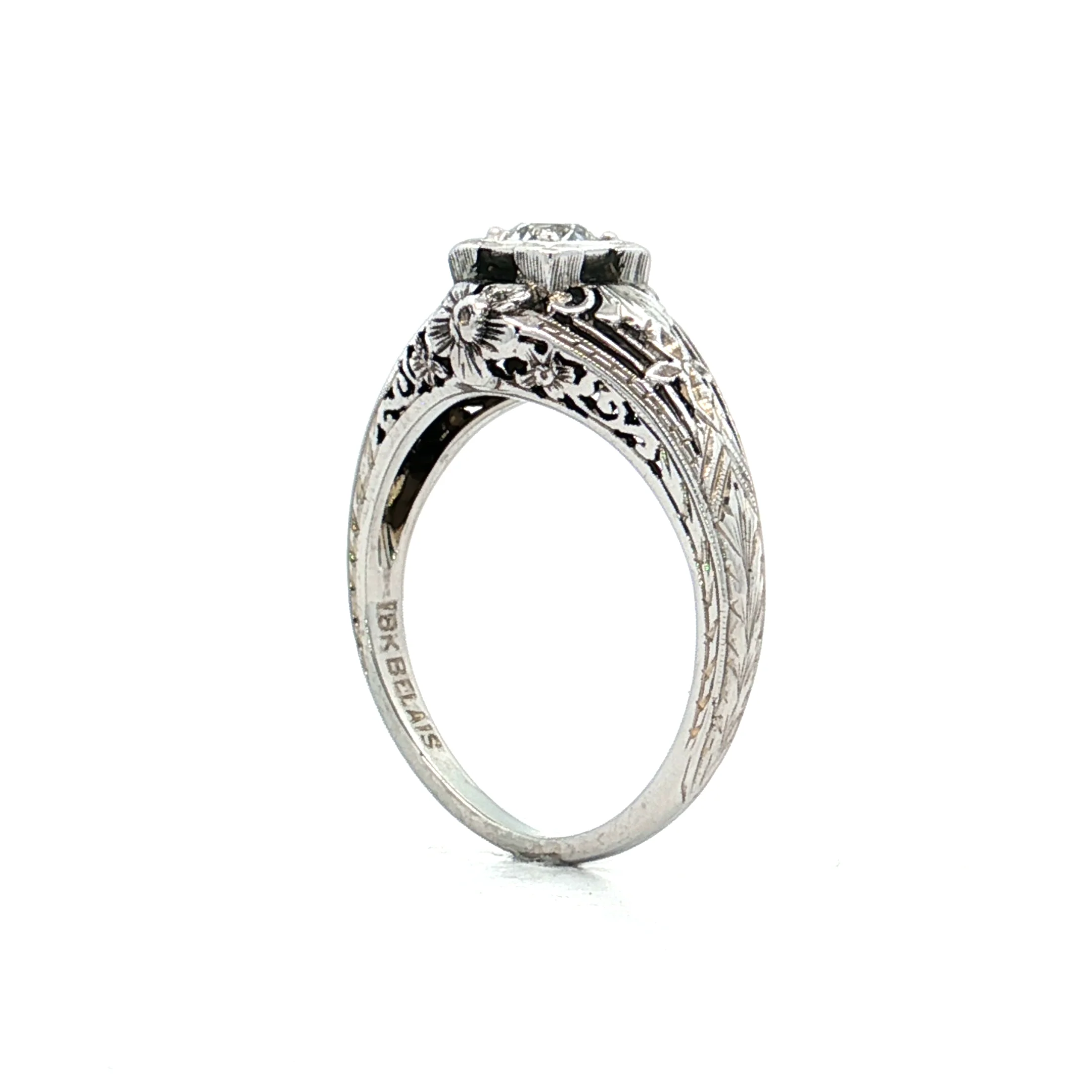 .24 Antique European Diamond Engagement Ring 18k - Image 5