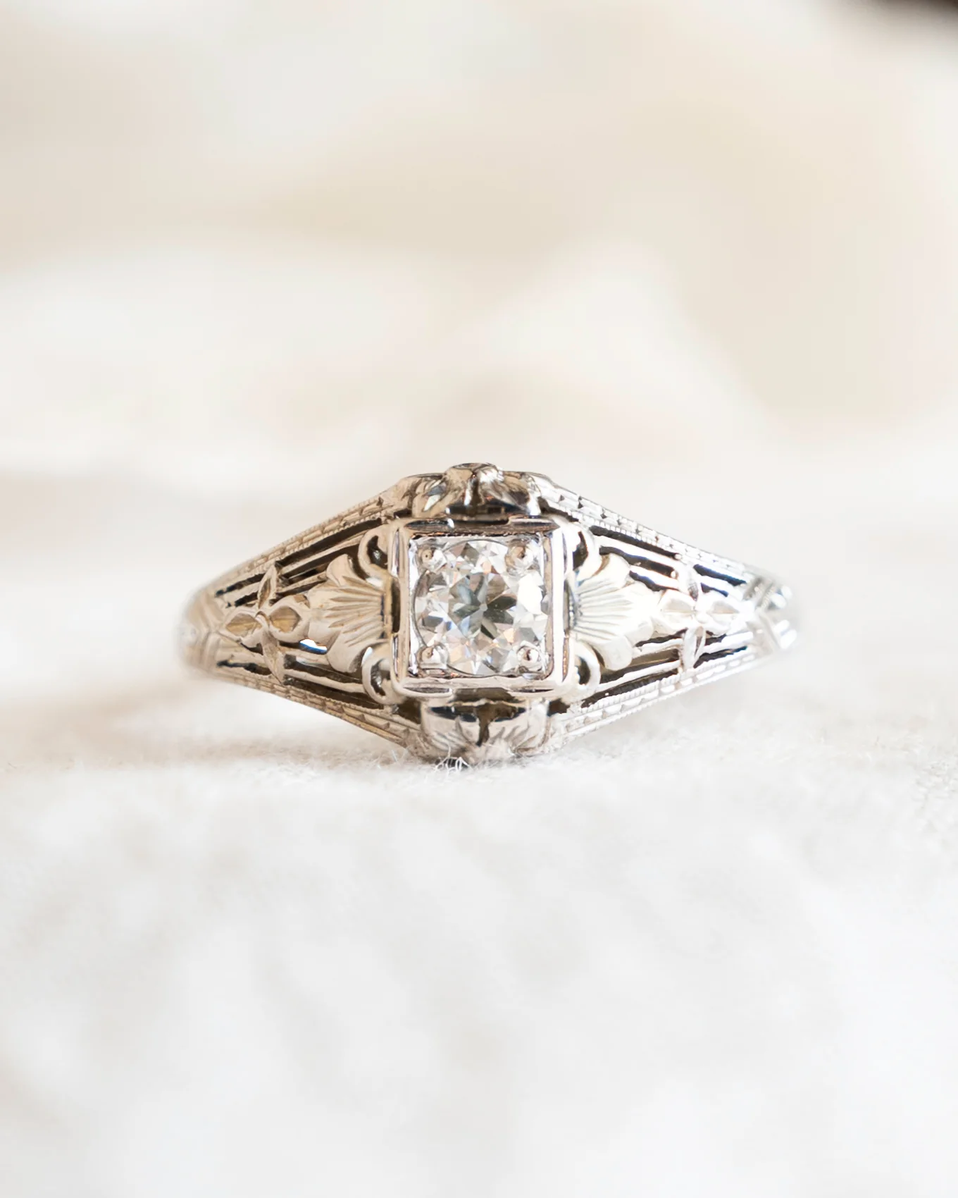 .24 Antique European Diamond Engagement Ring 18k - Image 6