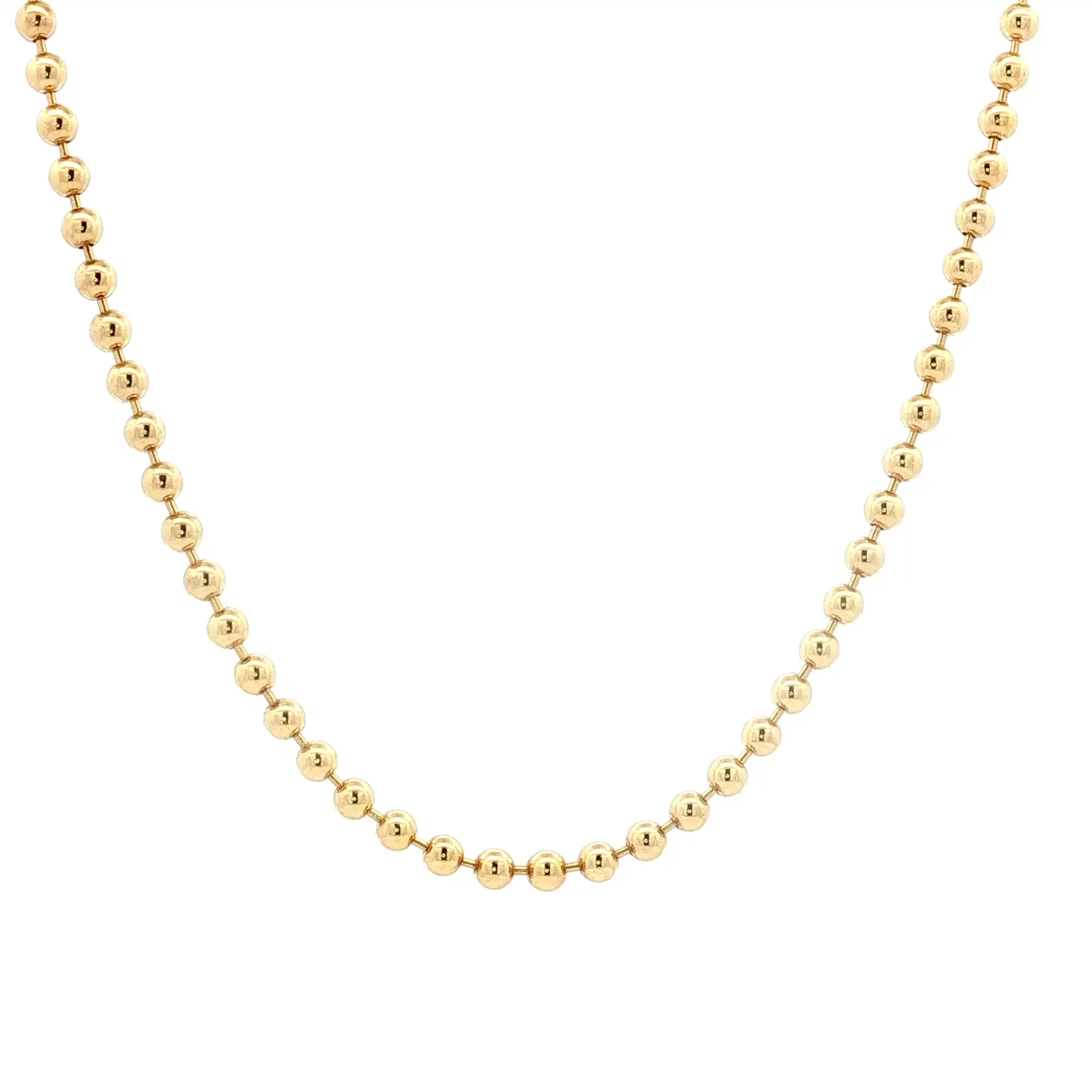 24" Beaded Chain Necklace 14k Yellow Gold