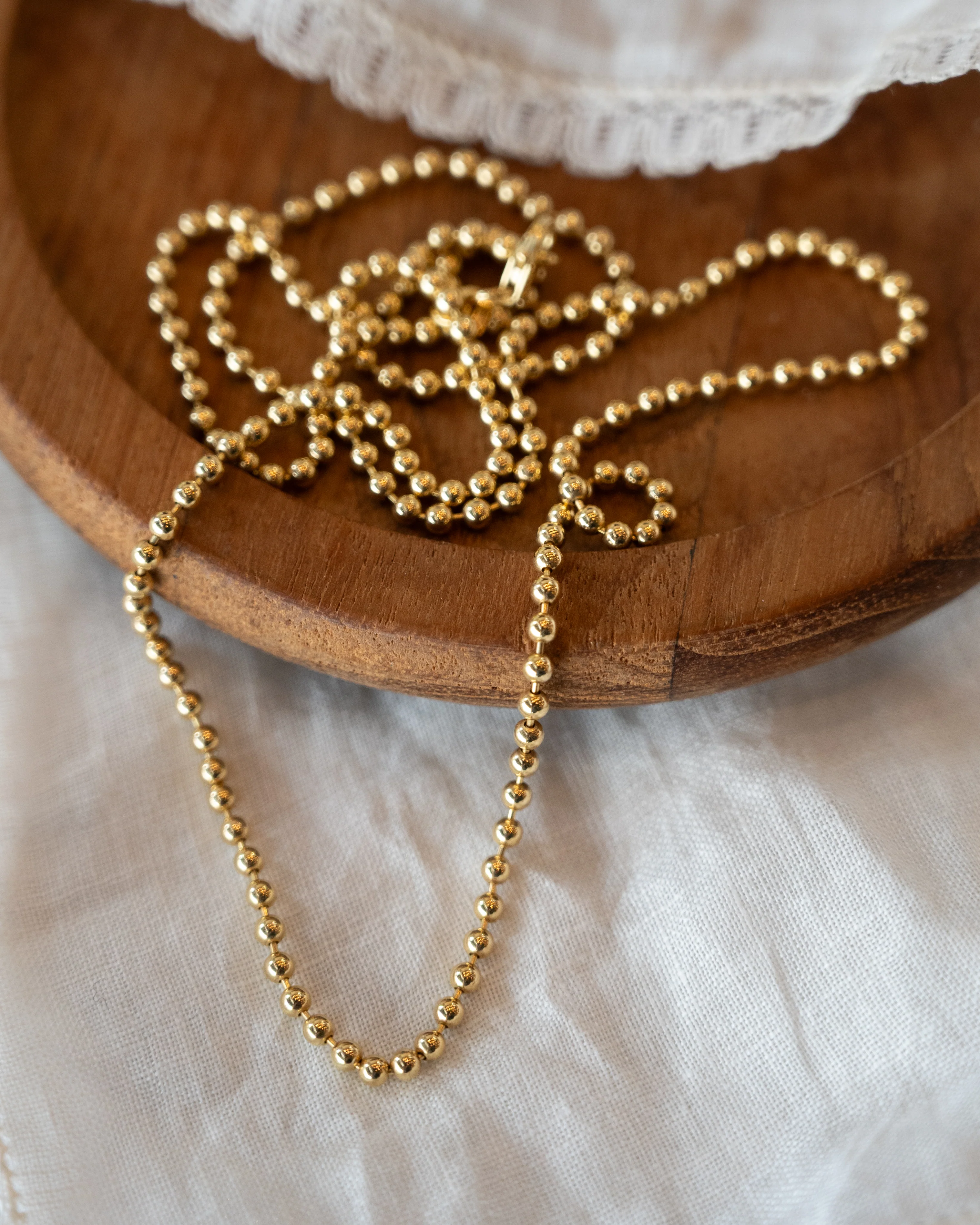 24" Beaded Chain Necklace 14k Yellow Gold - Image 5
