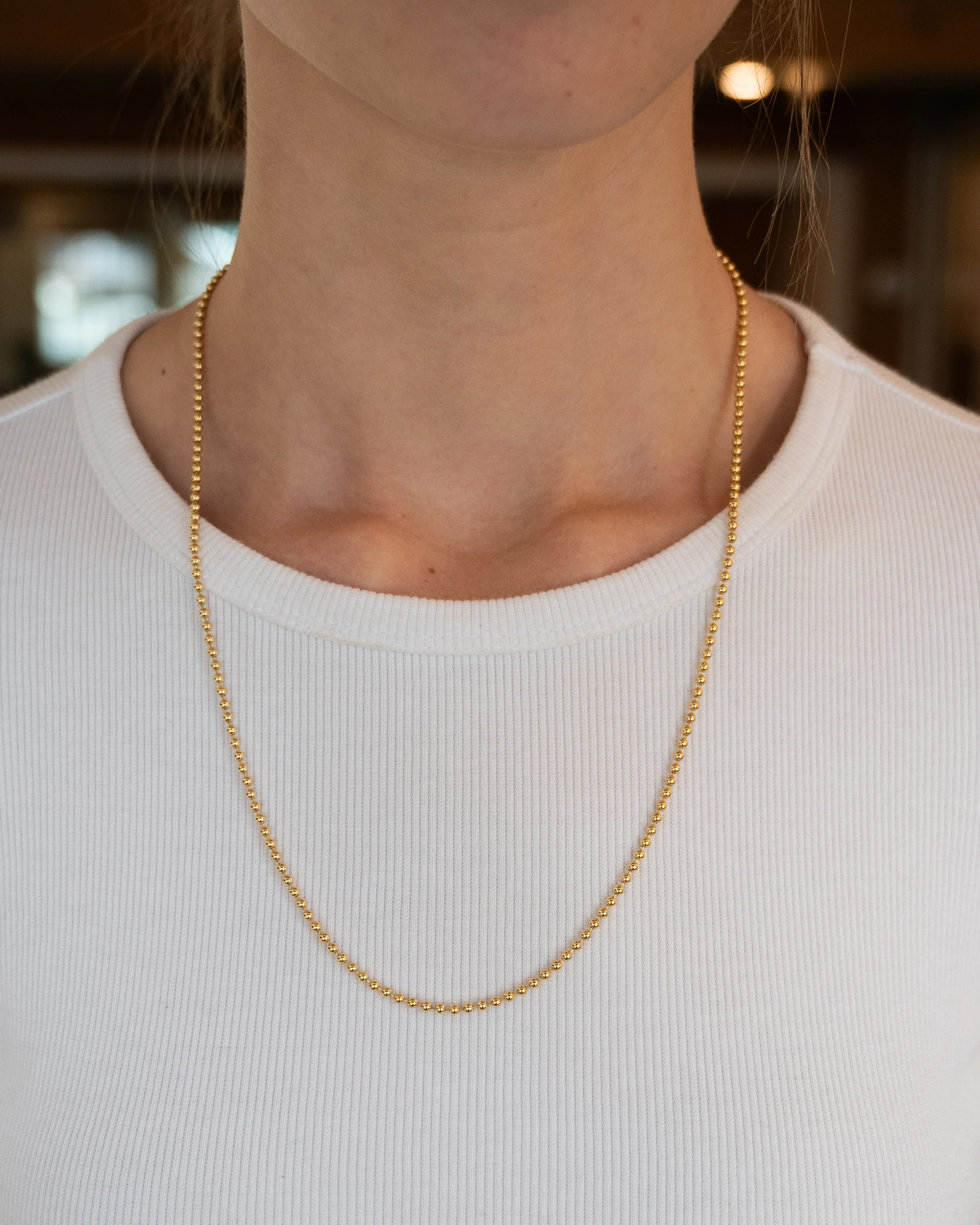 24" Beaded Chain Necklace 14k Yellow Gold - Image 6