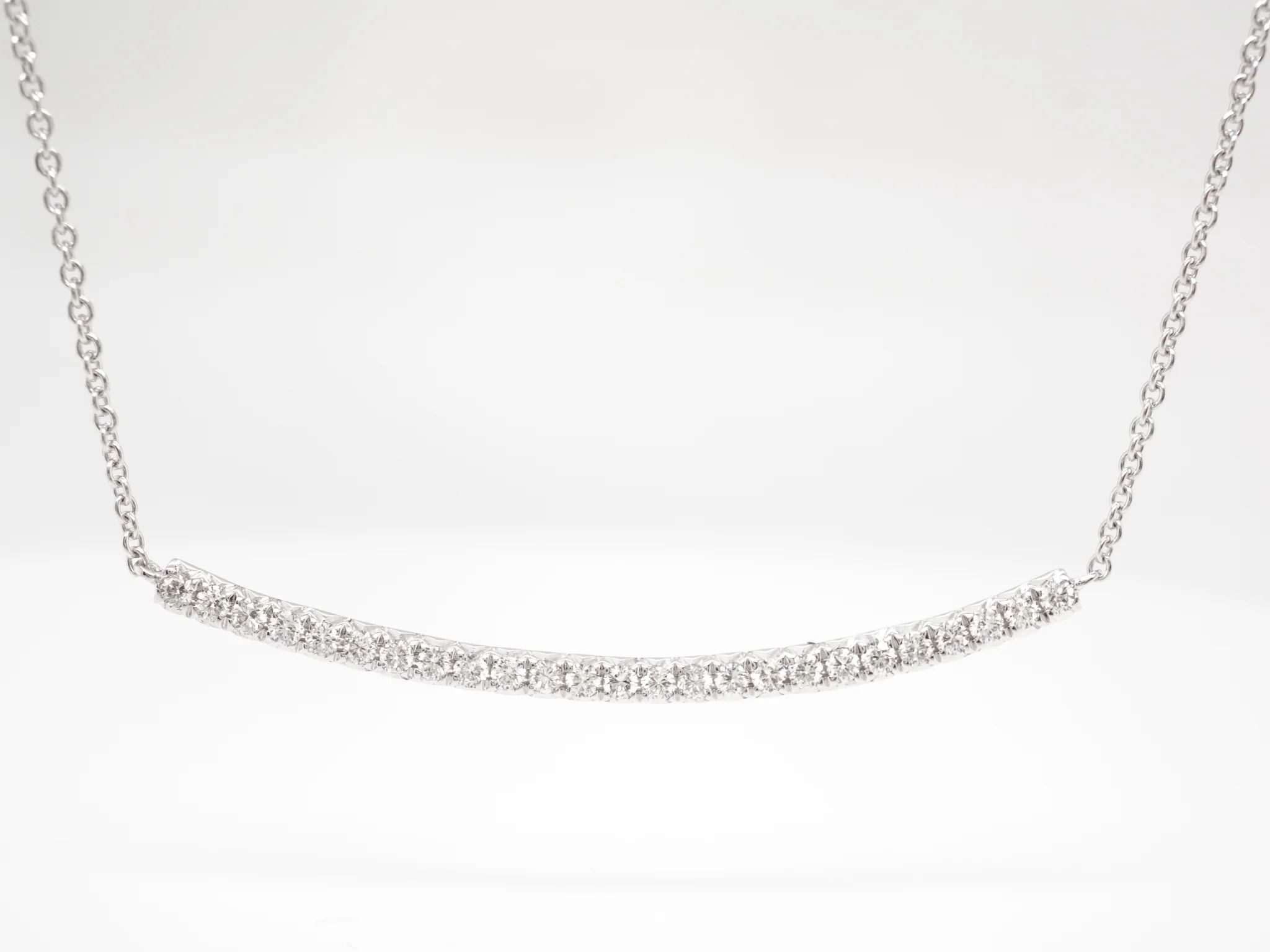 .24 Curved Bar Diamond Necklace in 14K White Gold - Image 2