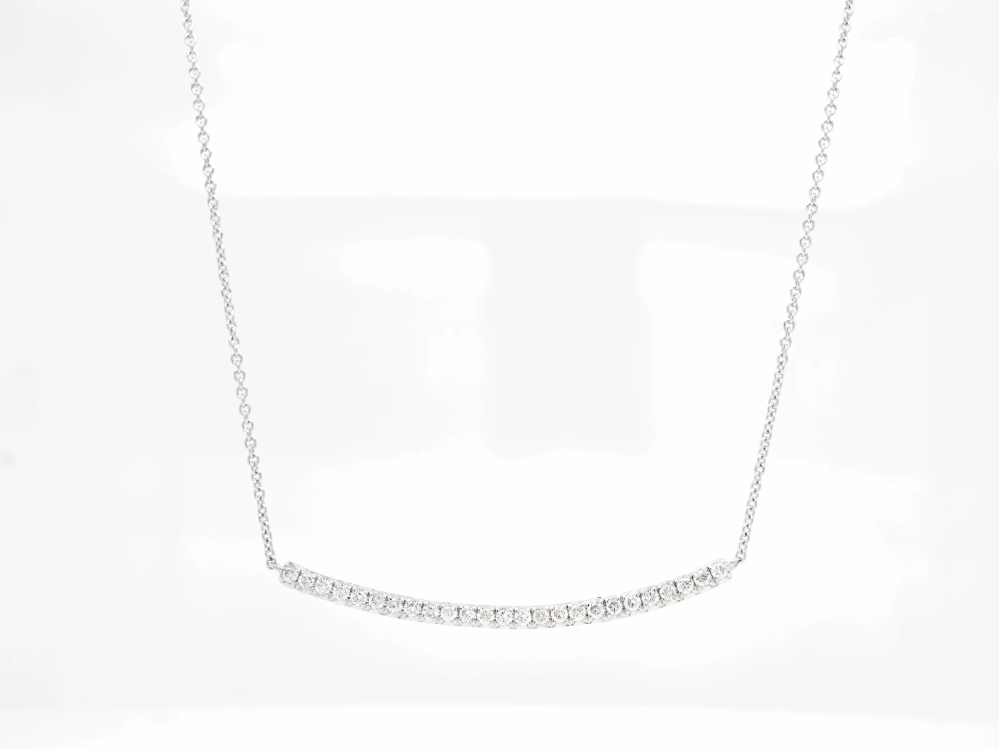 .24 Curved Bar Diamond Necklace in 14K White Gold - Image 3