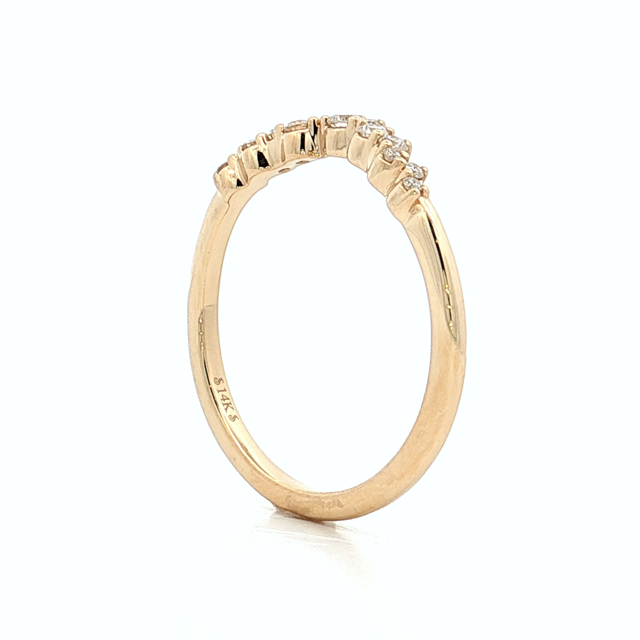 .24 Diamond Contour Wedding Band in 14k Yellow Gold - Image 5