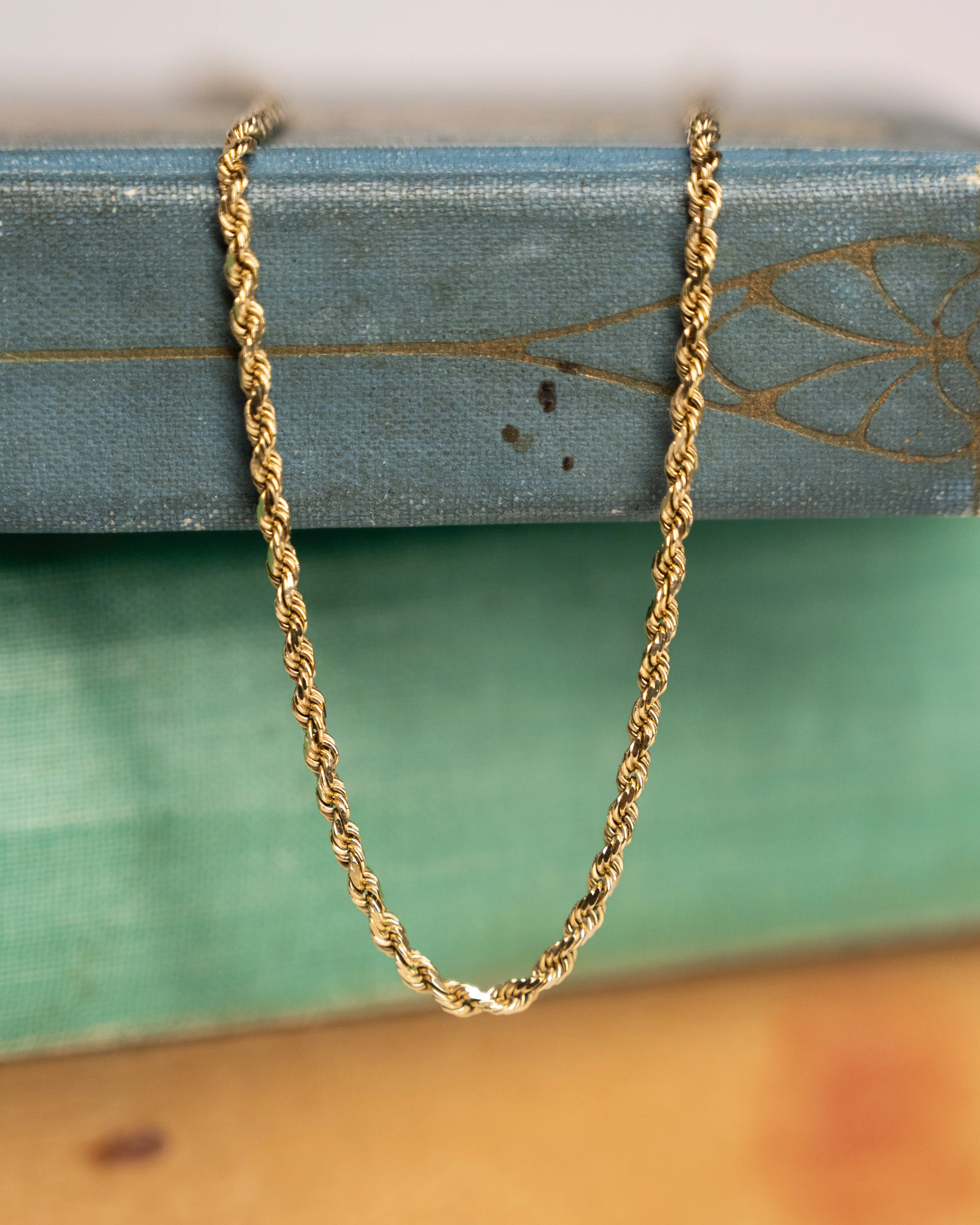 24" Diamond Cut Rope Chain Necklace 14k Yellow Gold - Image 5