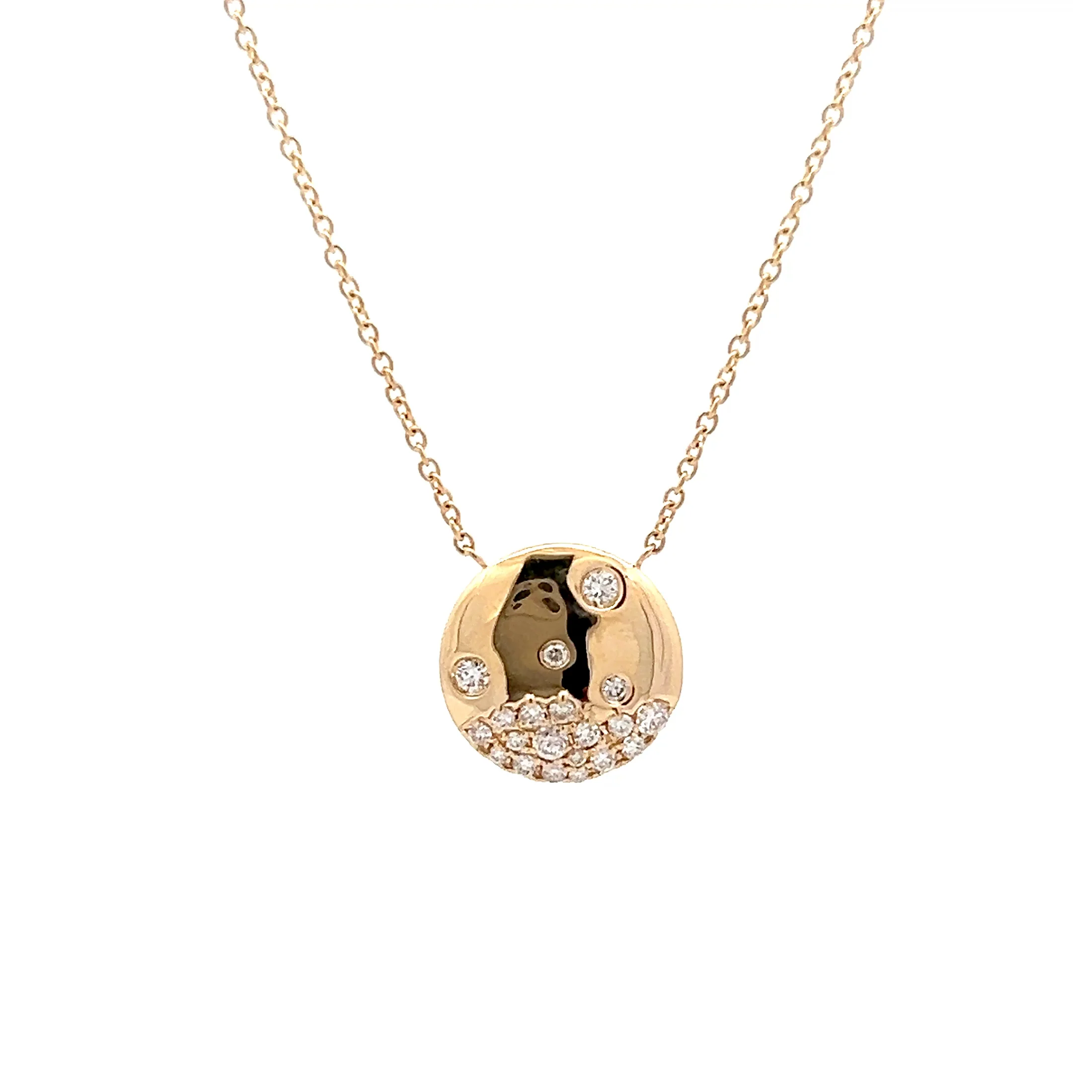 .24 Diamond Disk Pendant in 14k Yellow Gold
