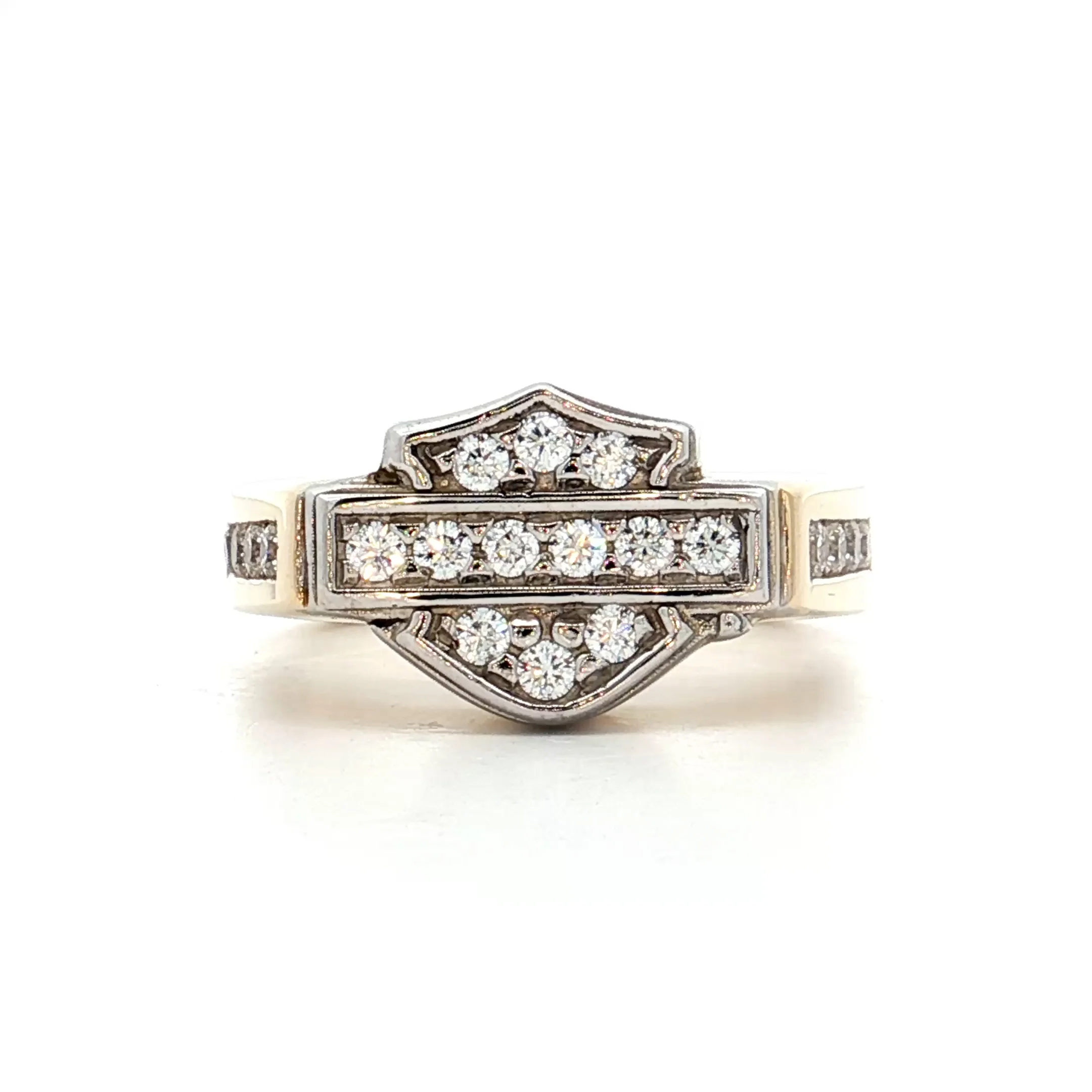 .24 Diamond Harley Davidson Ring 14k Yellow Gold