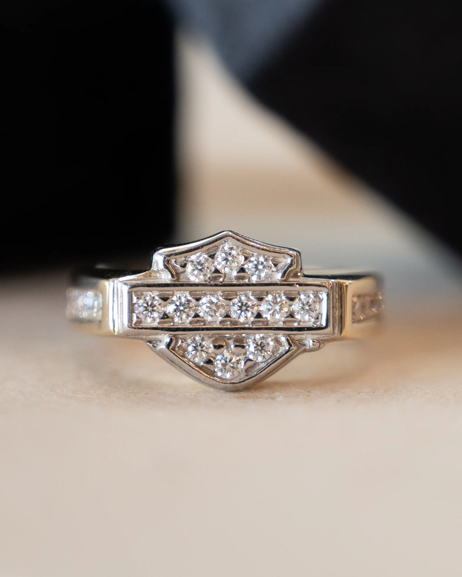 .24 Diamond Harley Davidson Ring 14k Yellow Gold - Image 6
