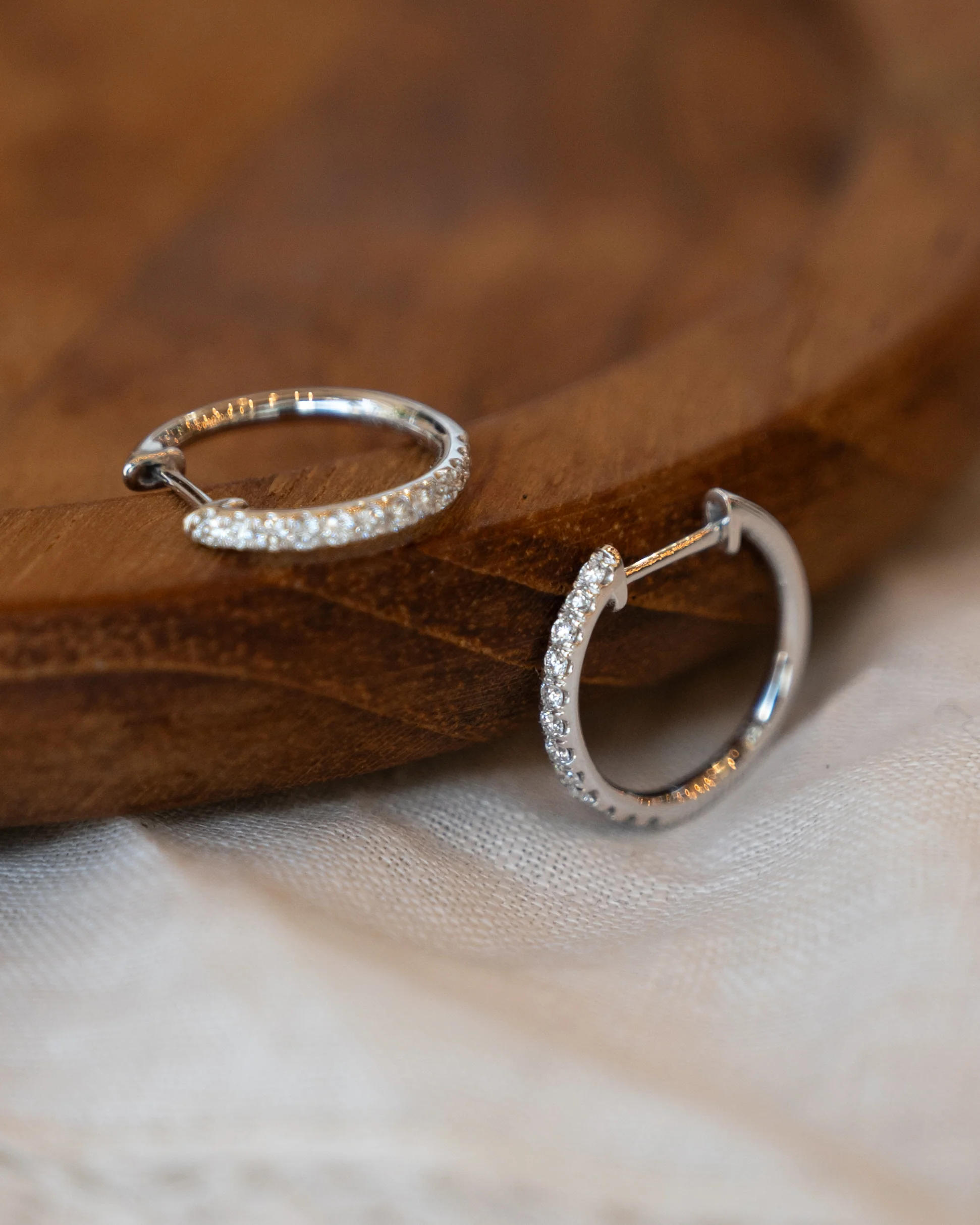 .24 Diamond Hoop Earrings 14k White Gold - Image 5